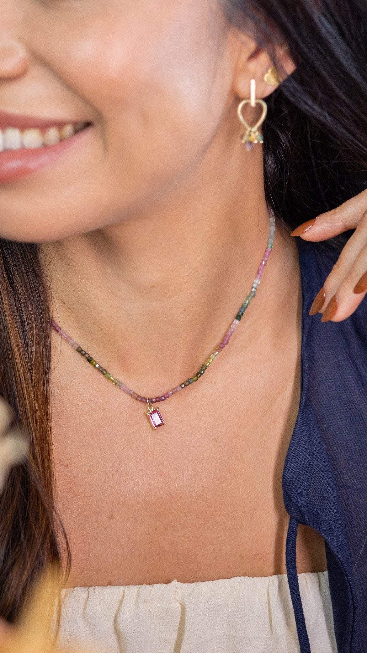 Pingente Turmalina Rosa | ouro 18k