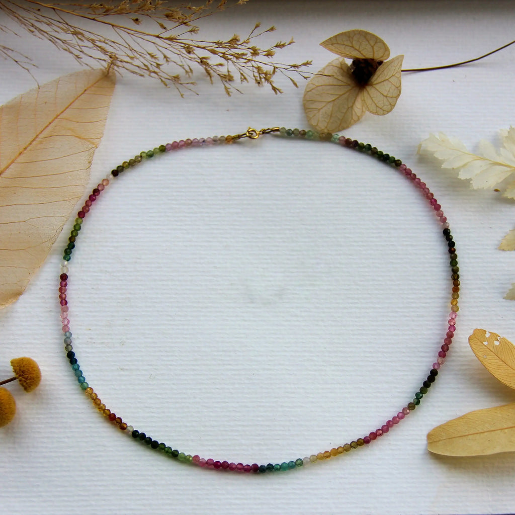 Colar Turmalina Melancia Delicado | ouro 18k