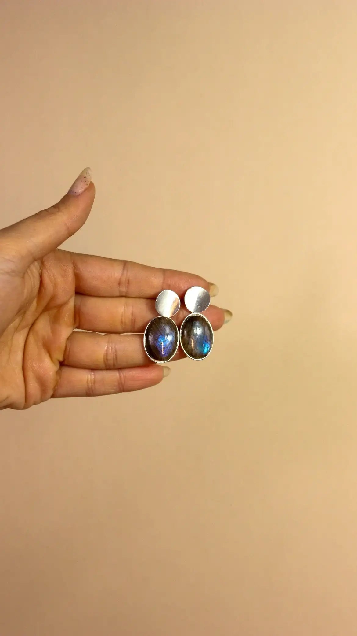 Brinco pura Magia labradorita | Linha Prata