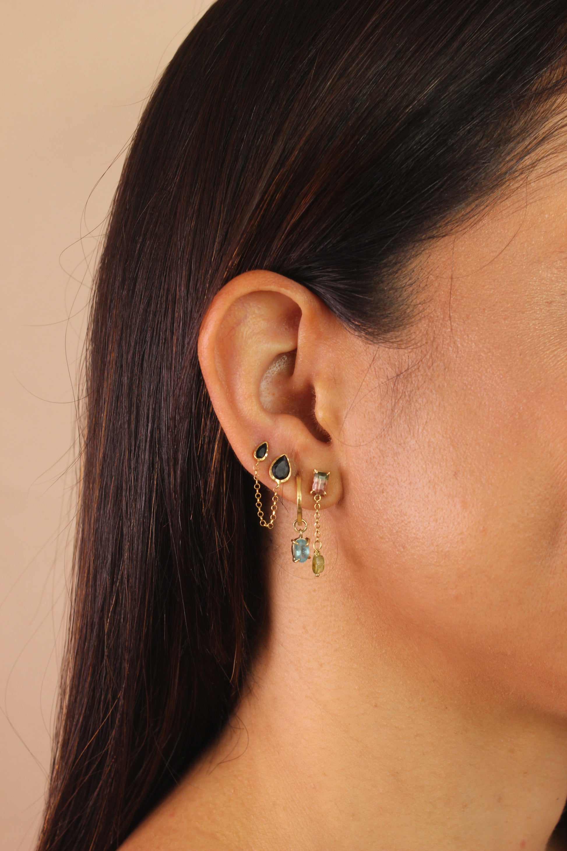 Brinco Turmalina Melancia | Ouro 18k