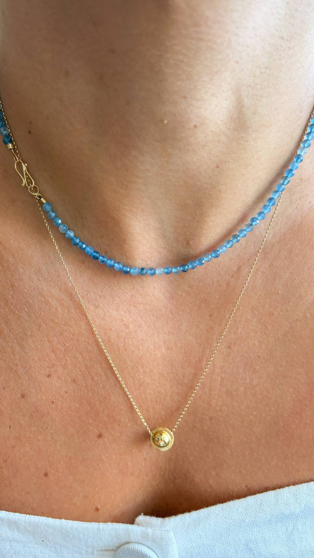 Colar Água Marinha | Fecho infinito | Ouro 18k