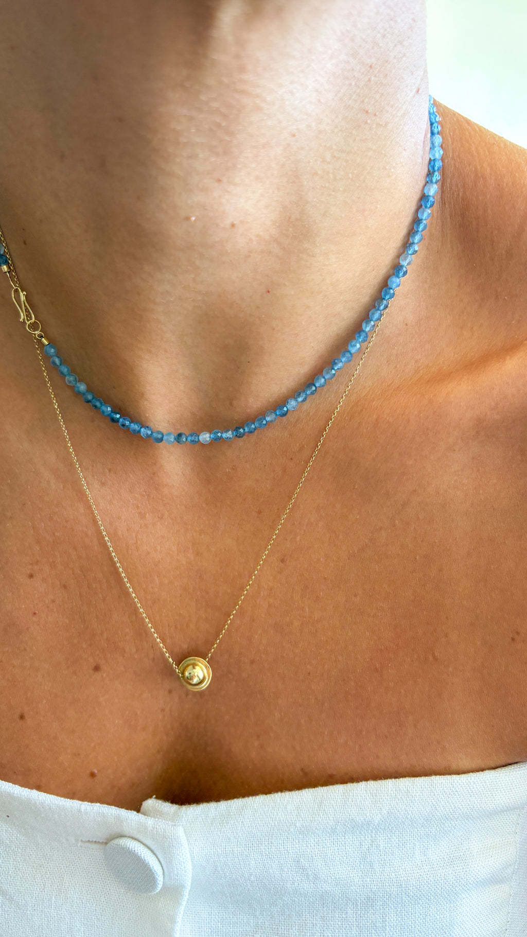 Colar Água Marinha | Fecho infinito | Ouro 18k