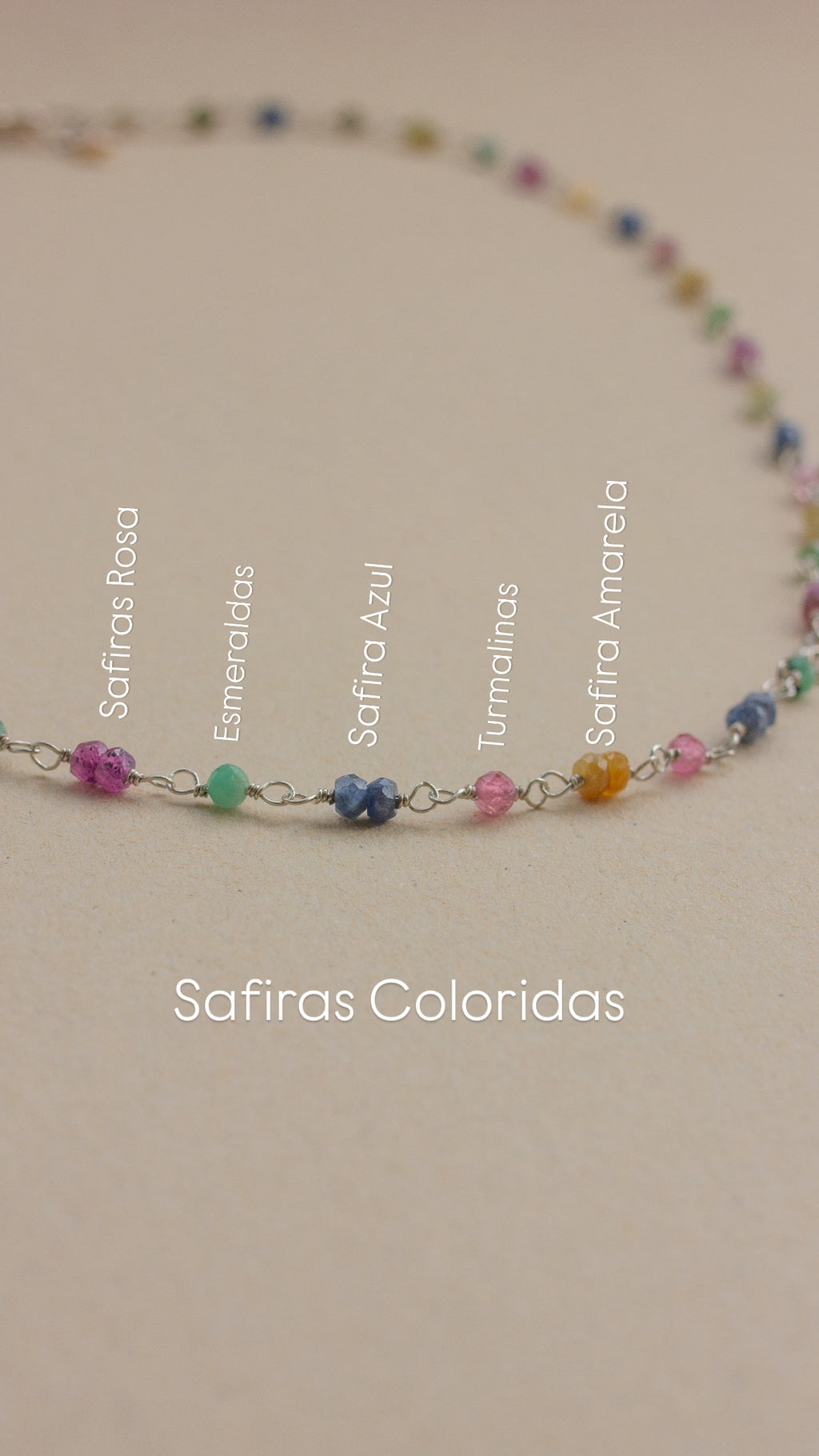 Colar Lilla | Safiras Colorida | Prata 950