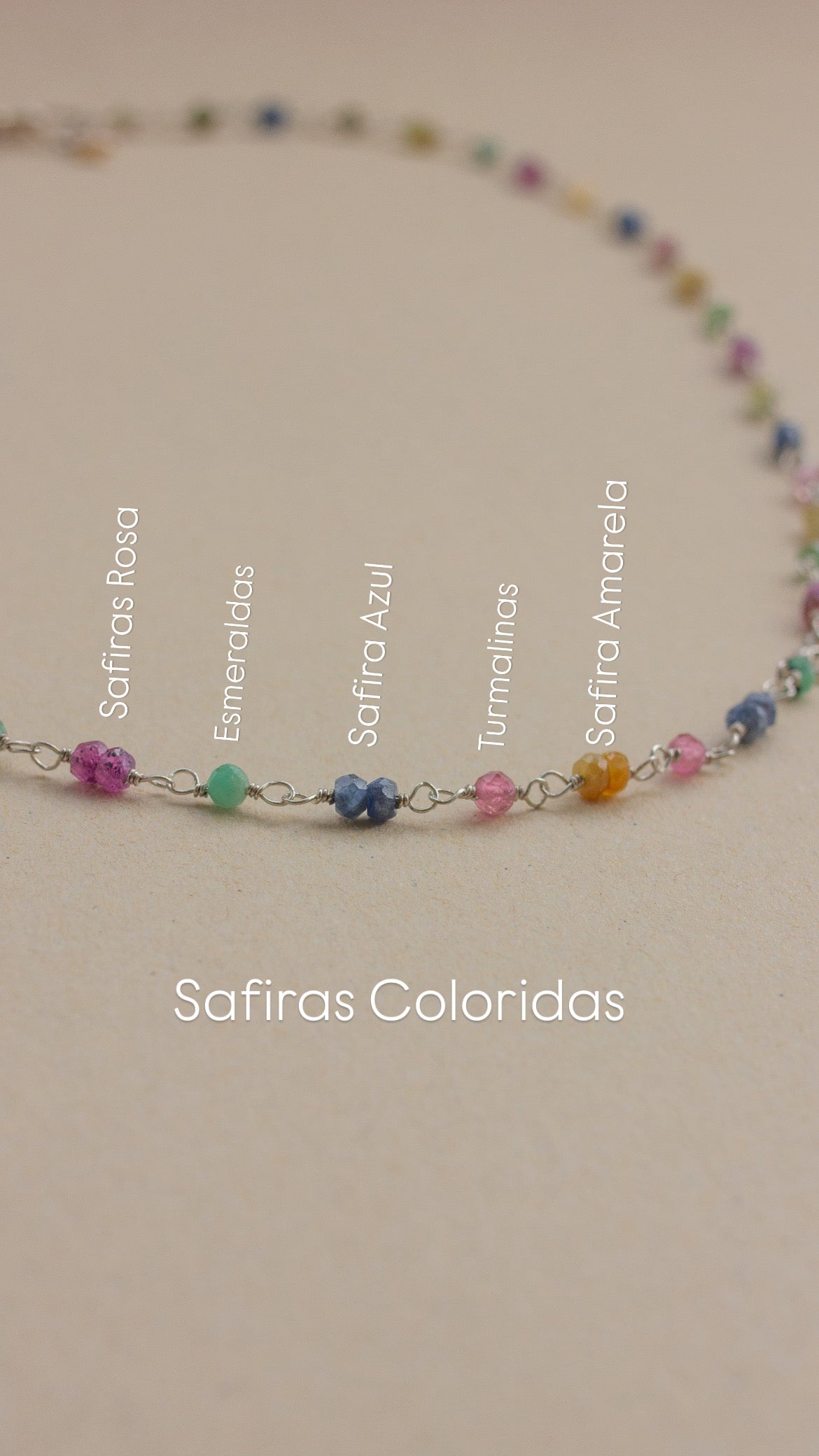 Colar Lilla | Safiras Colorida | Prata 950