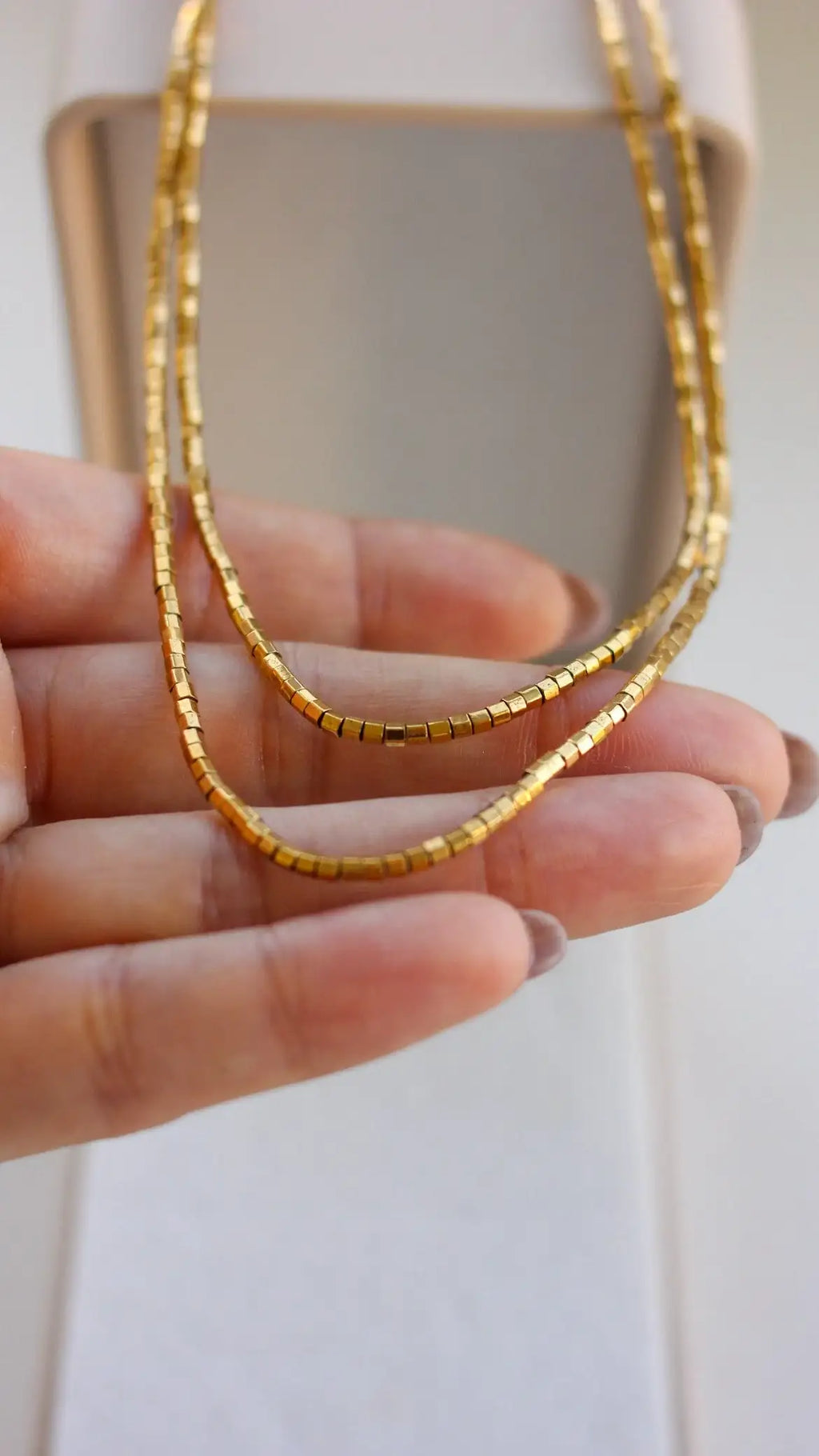 Colar Raio de Sol em Hematitas | linha ouro 18k