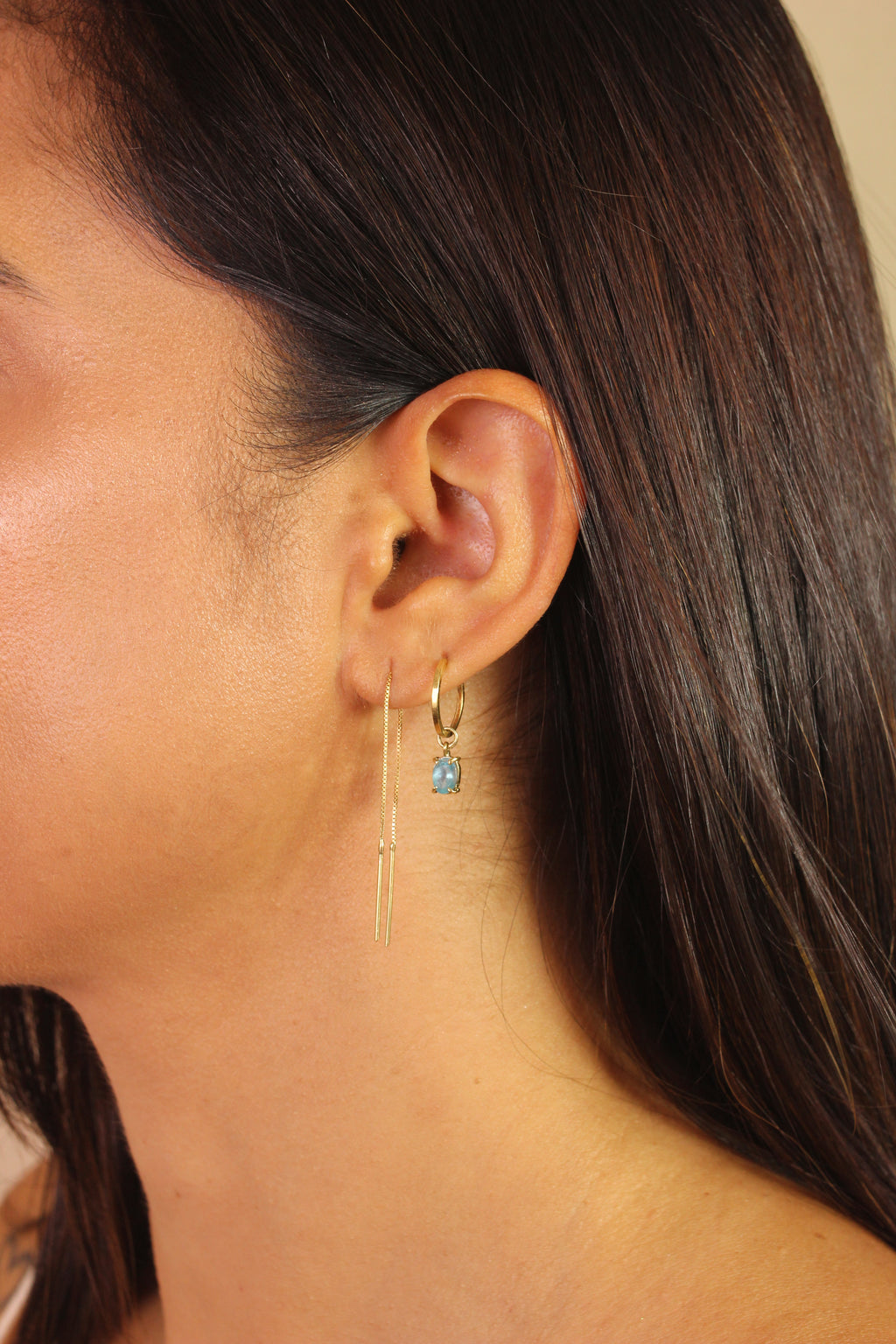 Argola Apatita | Linha Ouro 18k