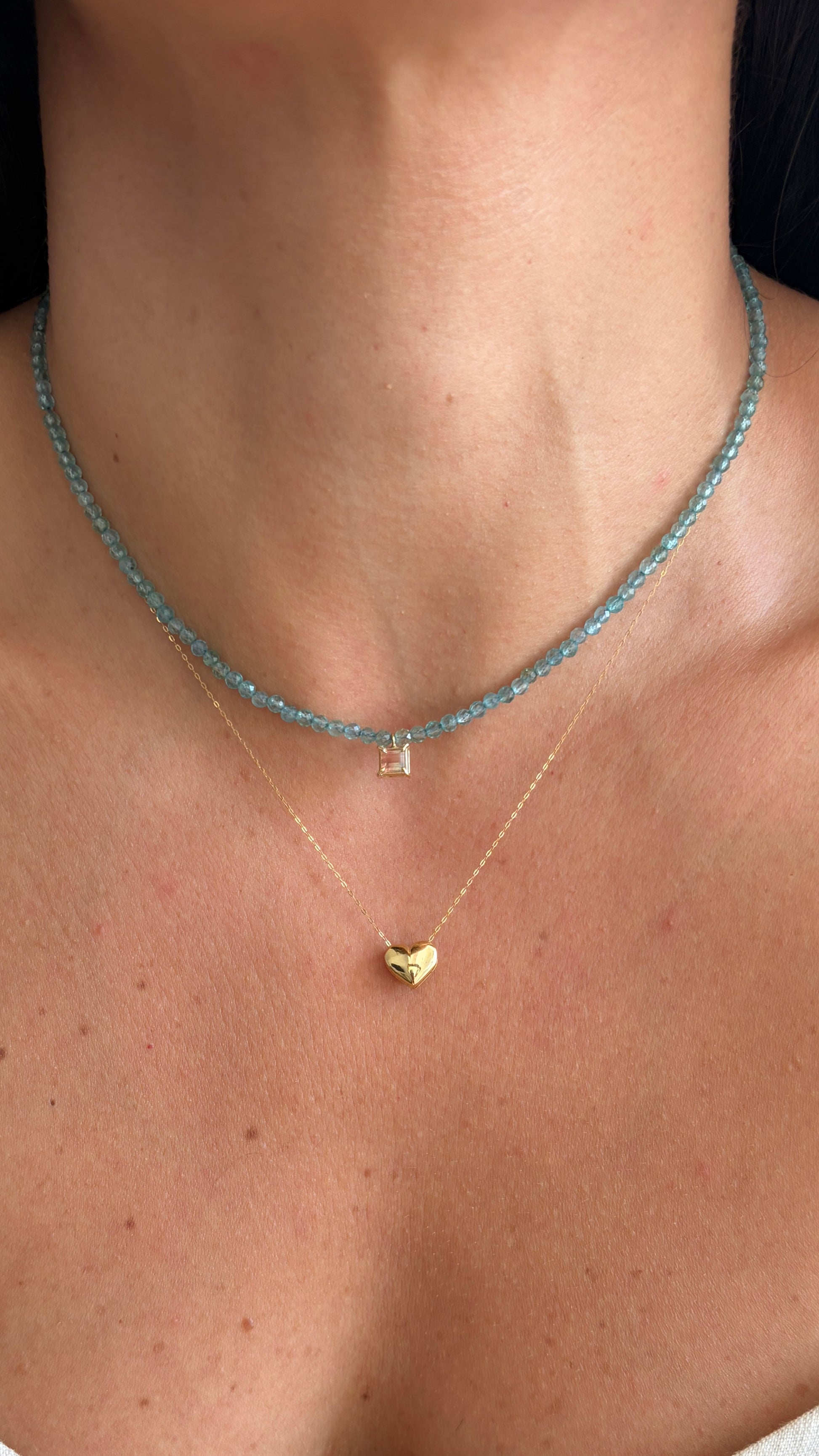 Colar Apatita & Turmalina Bicolor | Ouro 18k