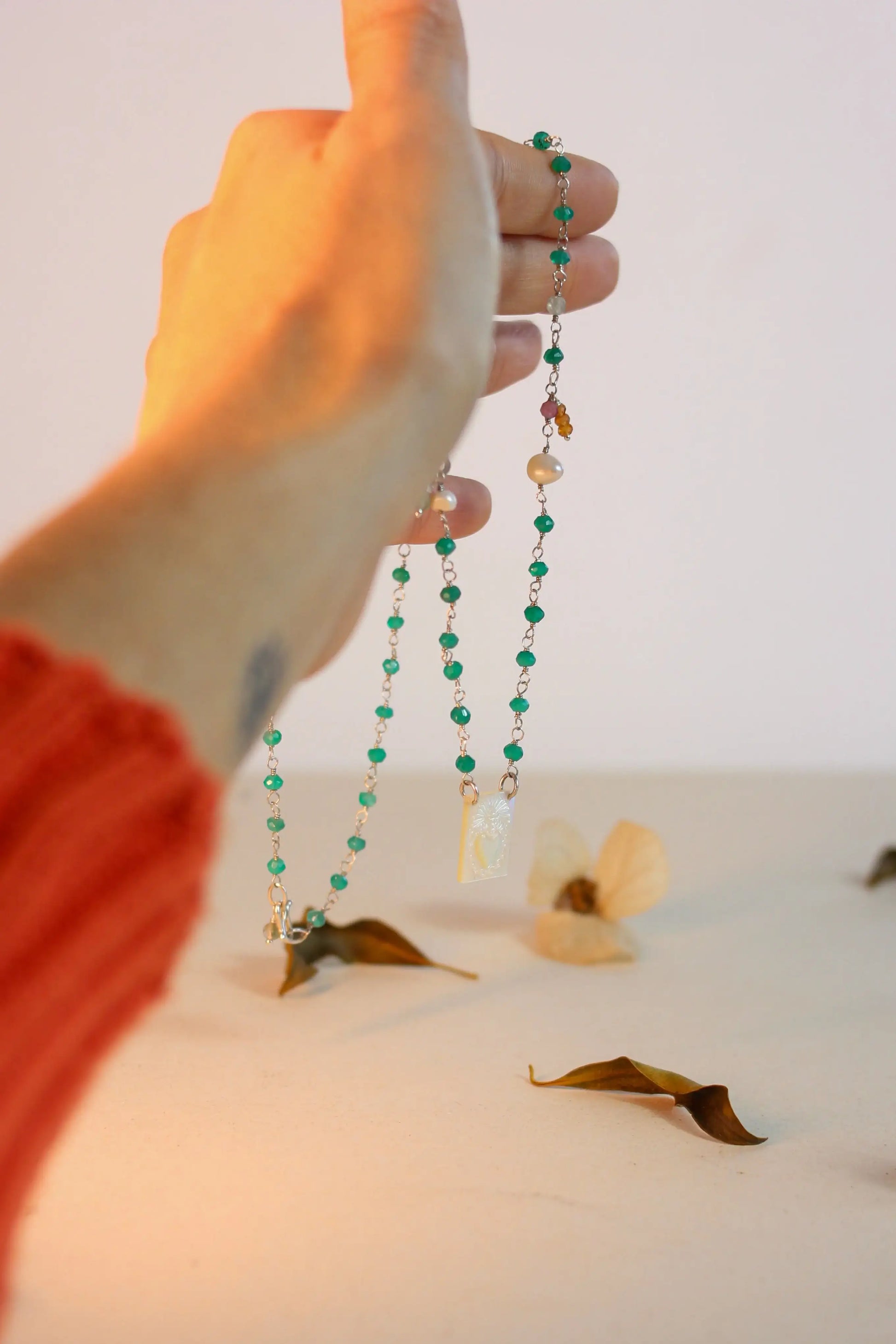 Colar Sagrado Coração | Onix verde