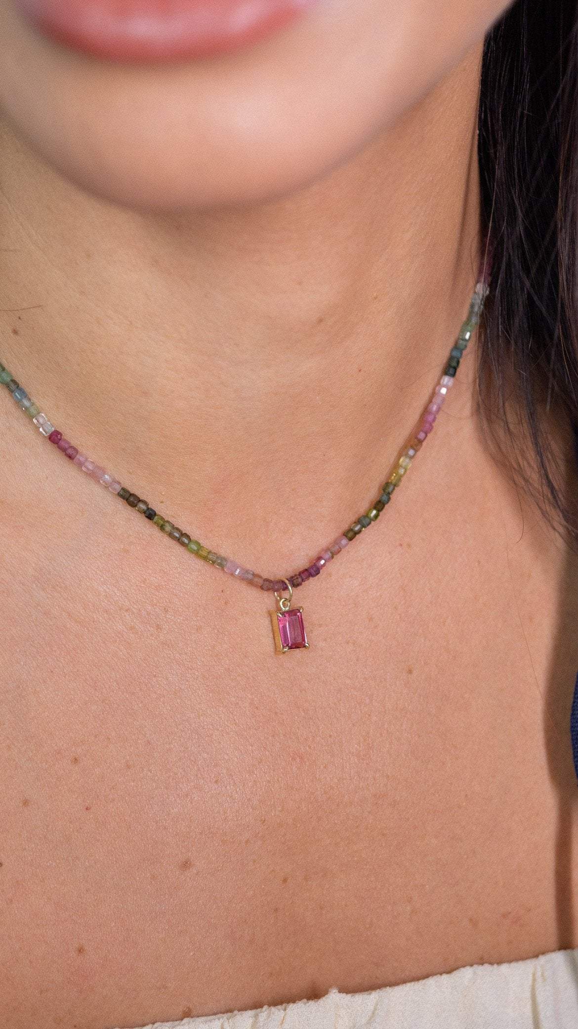 Pingente Turmalina Rosa | ouro 18k
