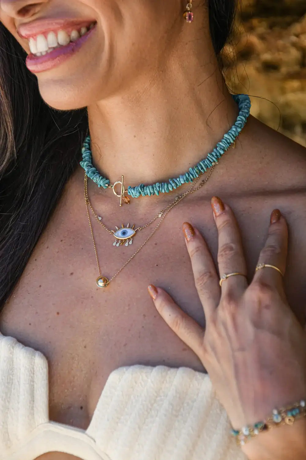 Colar Olho Grego | Ouro 18k
