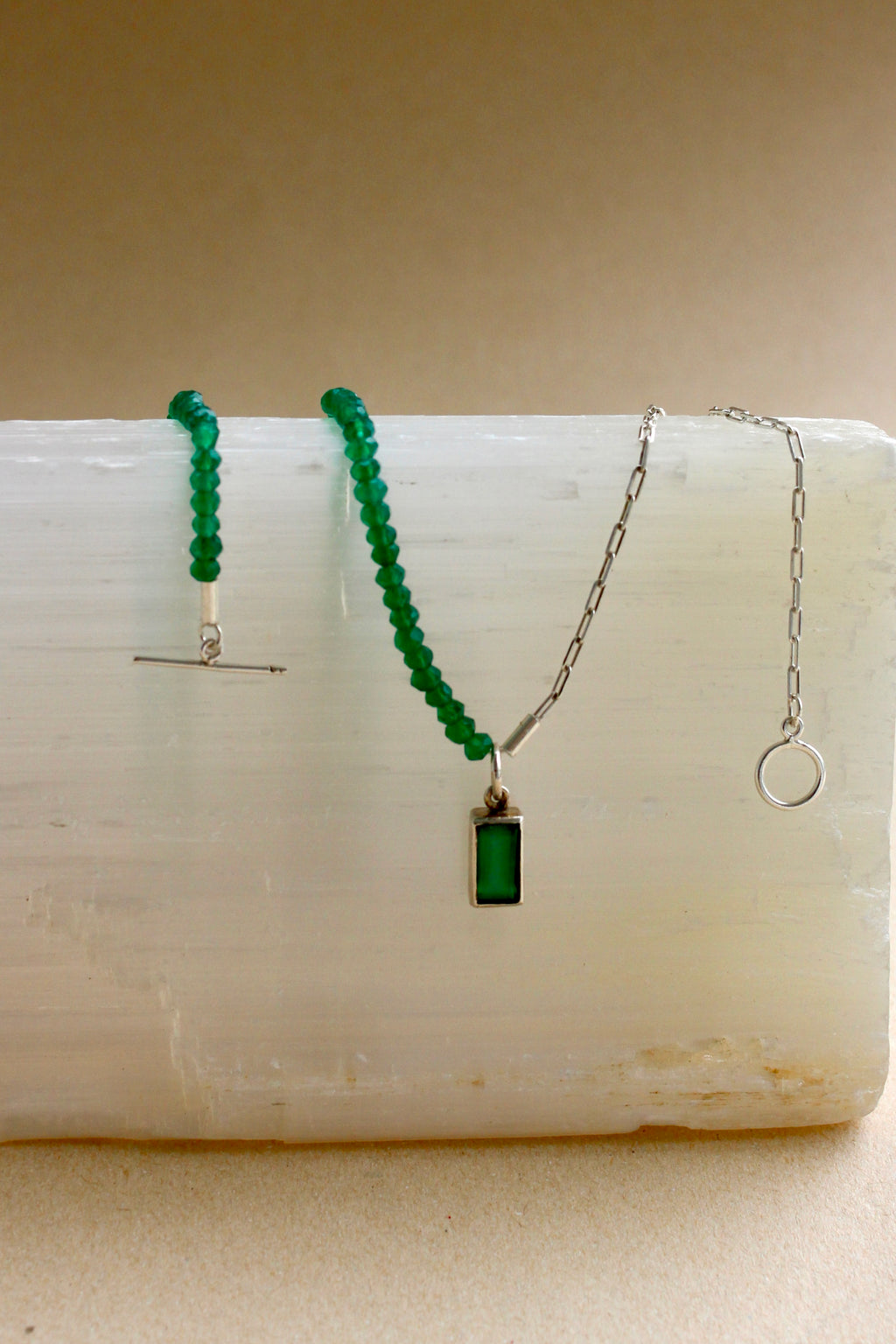 Colar Duo Onix Verde | Linha Prata