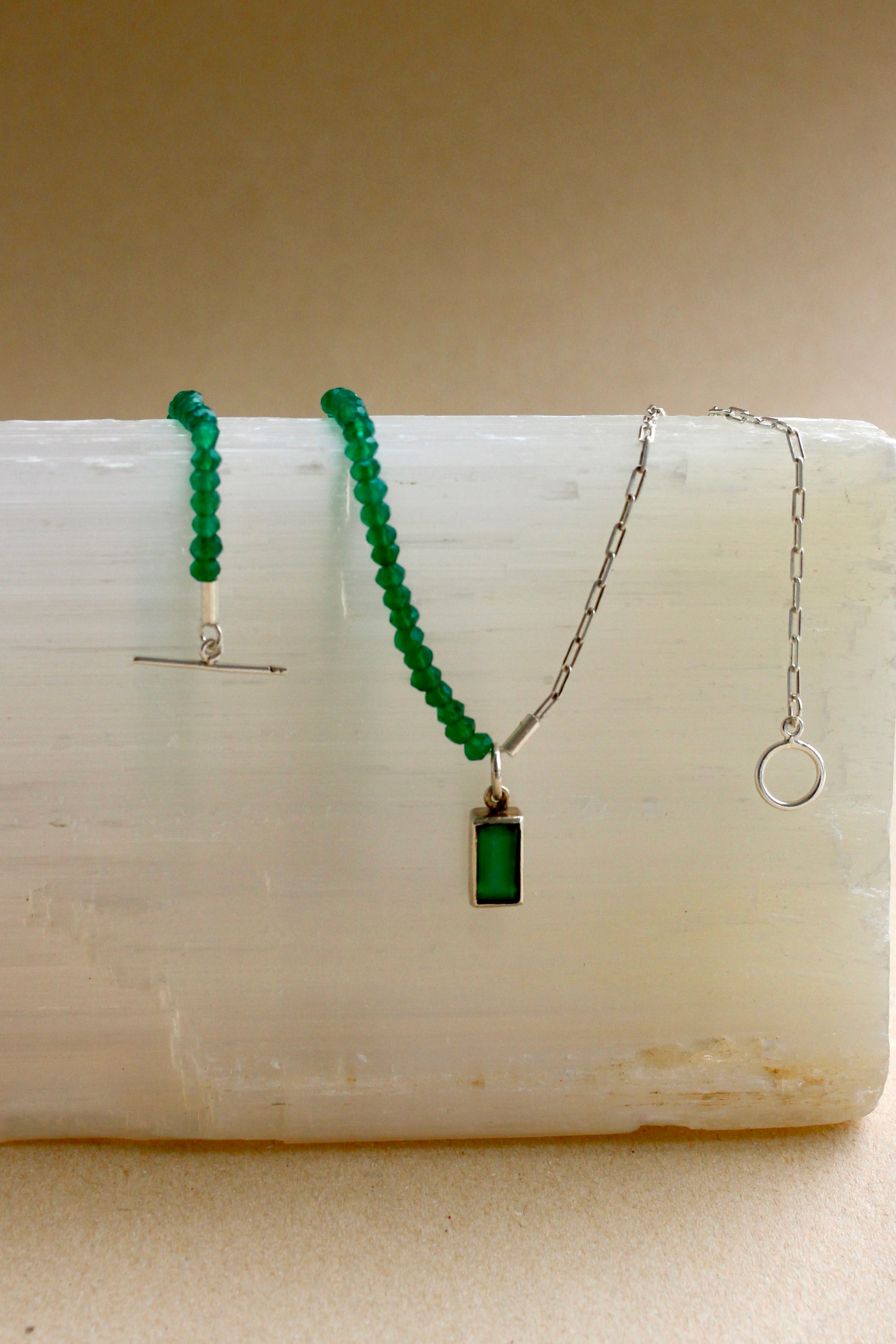 Colar Duo Onix Verde | Linha Prata