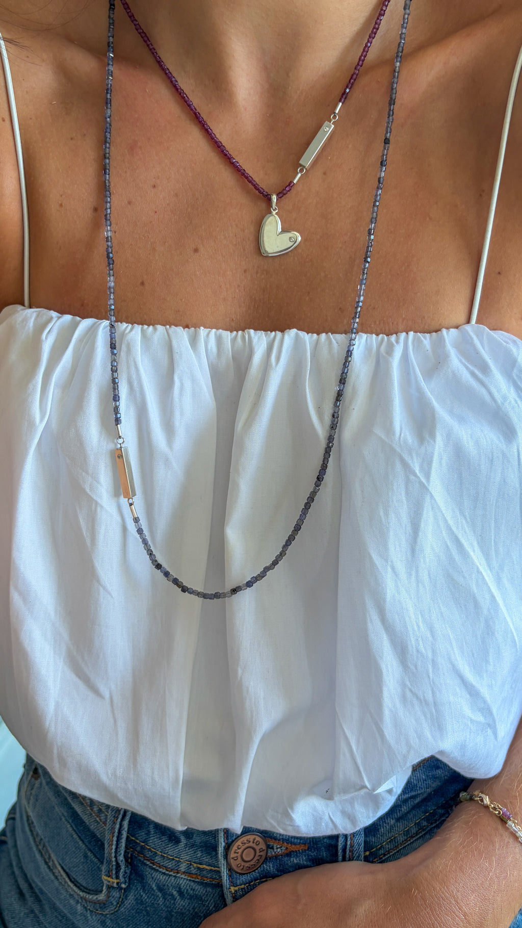 Colar em Iolitas| Fecho Joia com Diamante