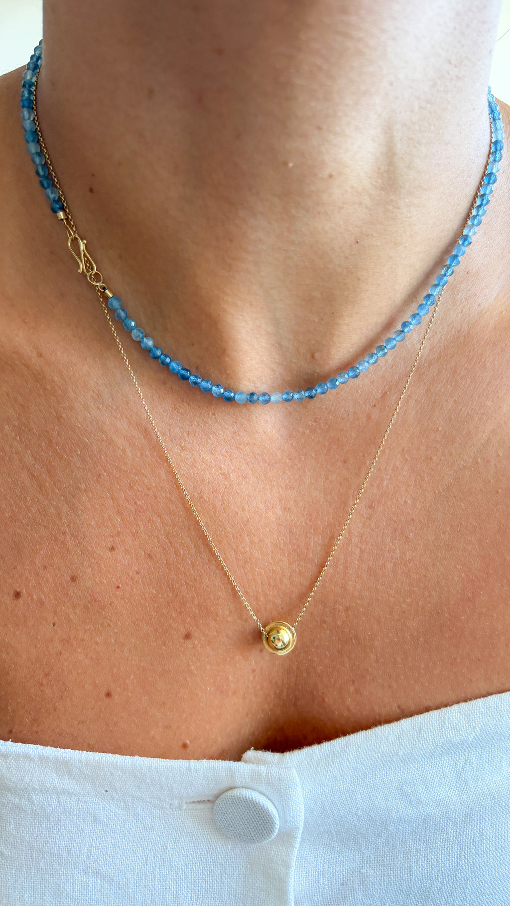 Colar Água Marinha | Fecho infinito | Ouro 18k