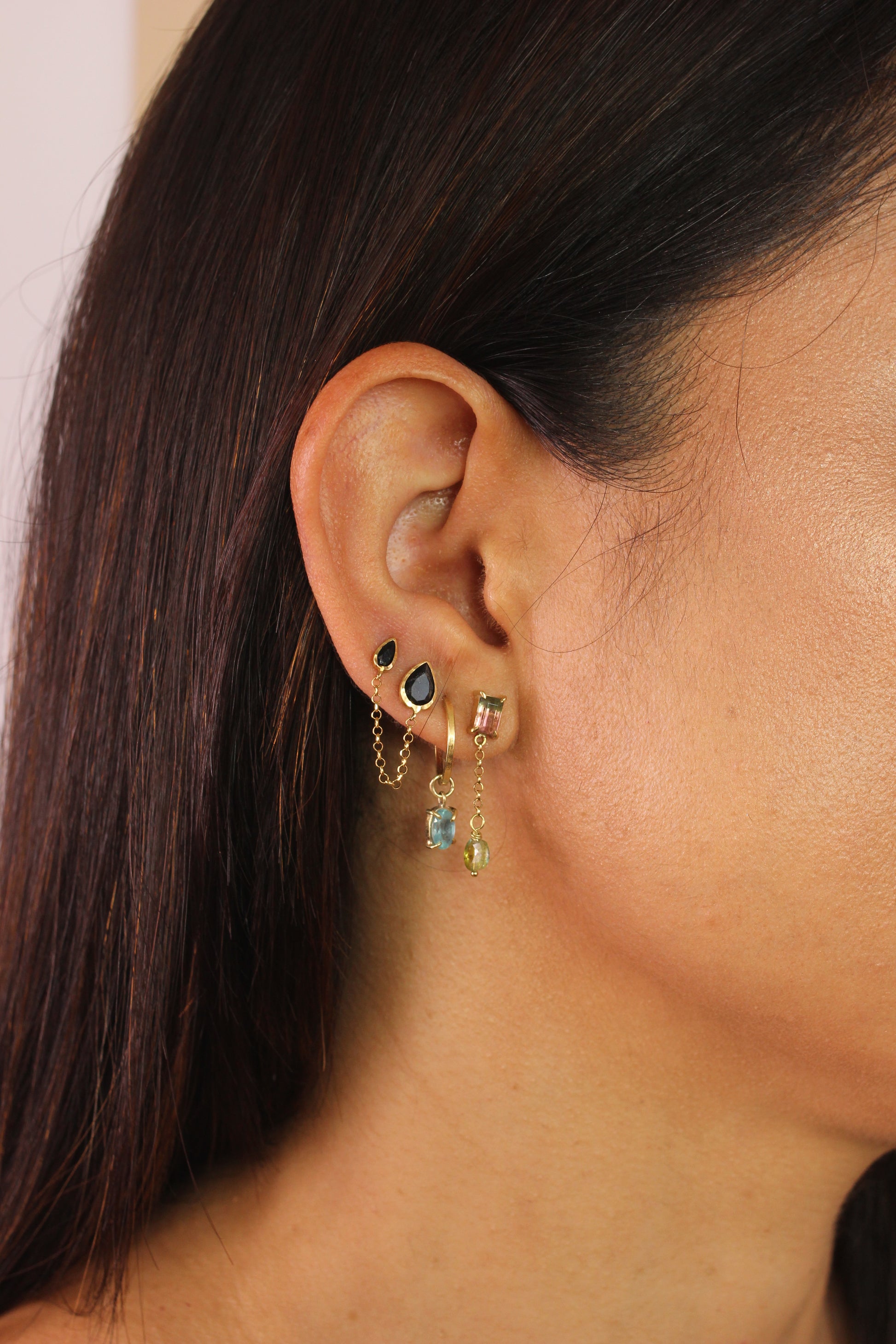 Brinco Turmalina Melancia | Ouro 18k