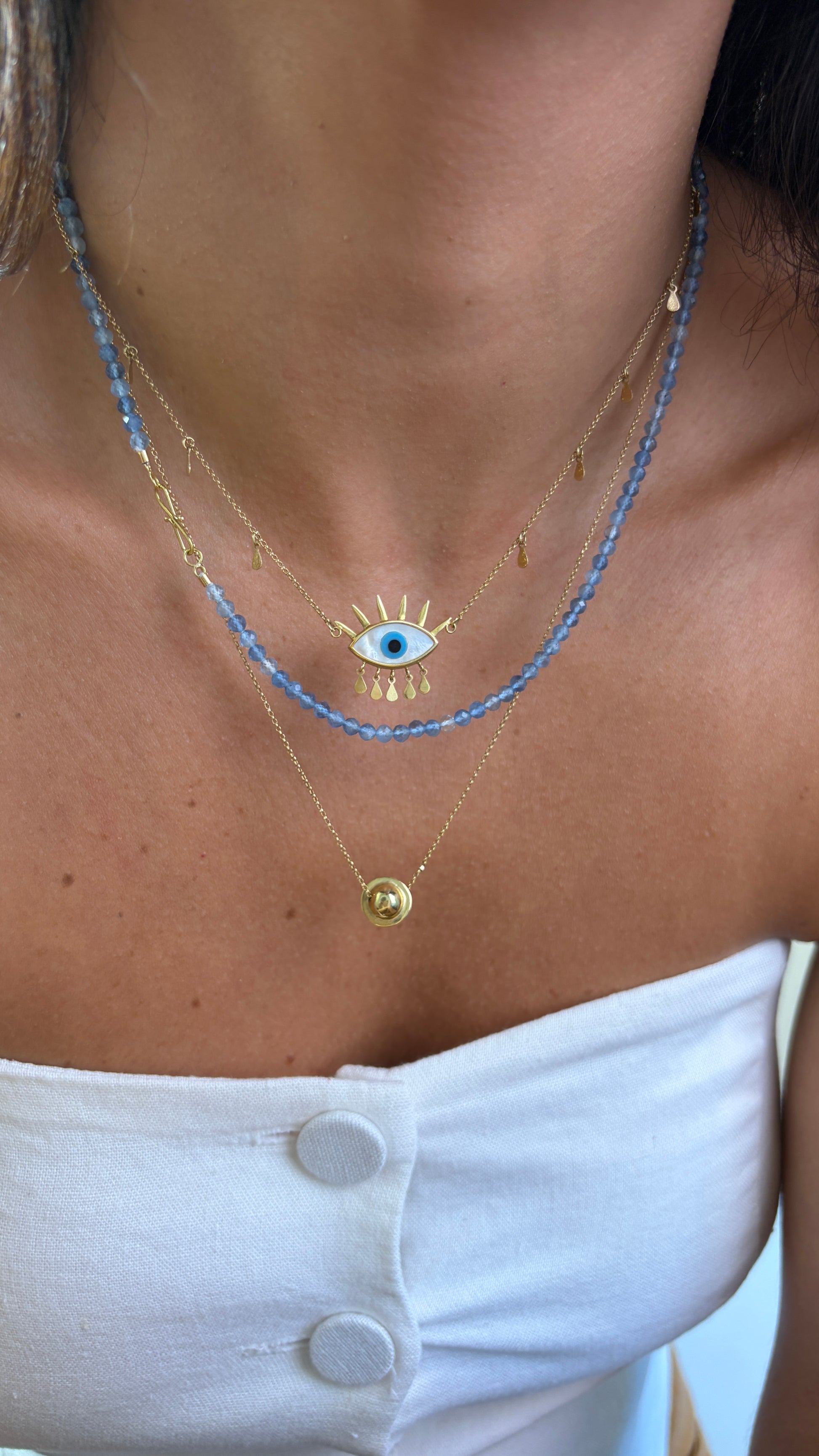 Colar Água Marinha | Fecho infinito | Ouro 18k