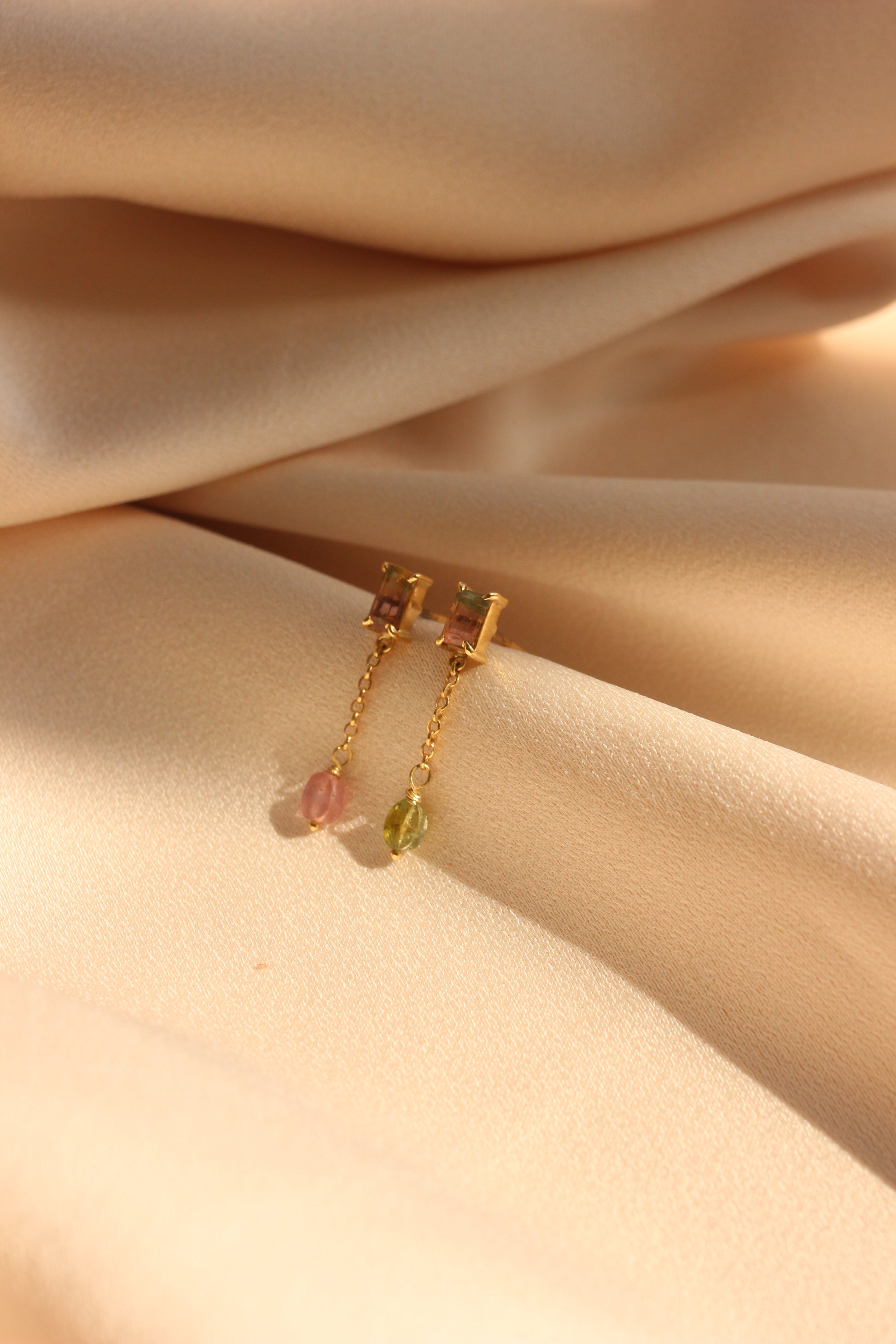 Brinco Turmalina Melancia | Ouro 18k