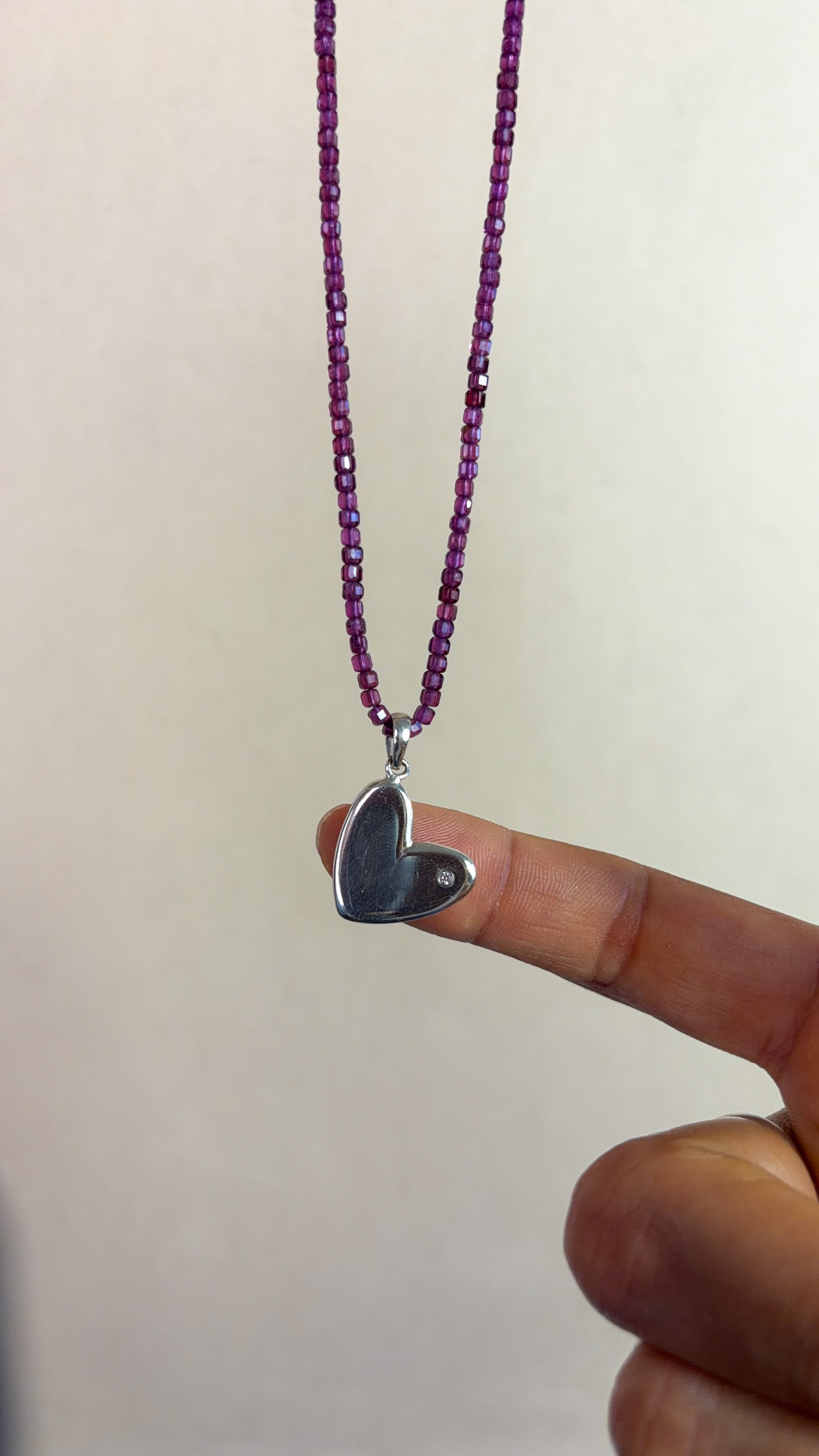 Colar Rodolita Fecho Joia com Diamante