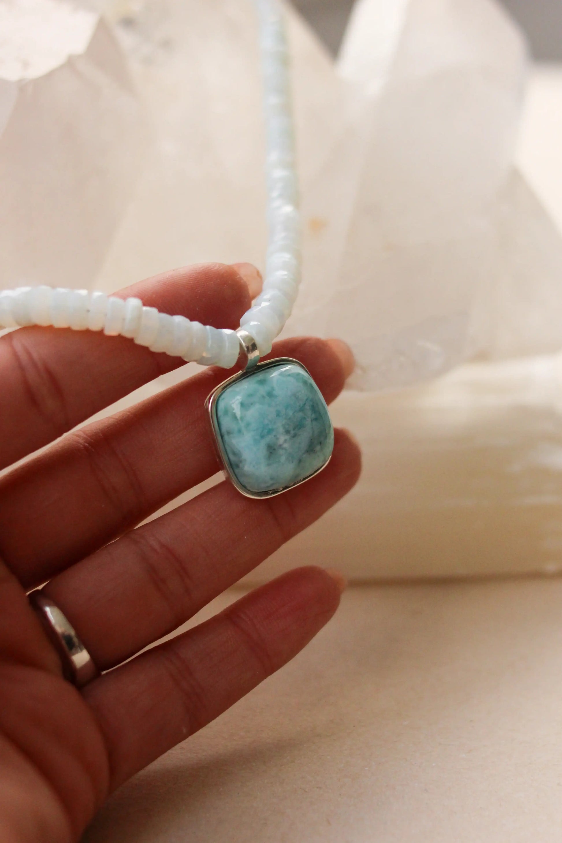 Colar Deusa do Mar| Larimar | Opala verde