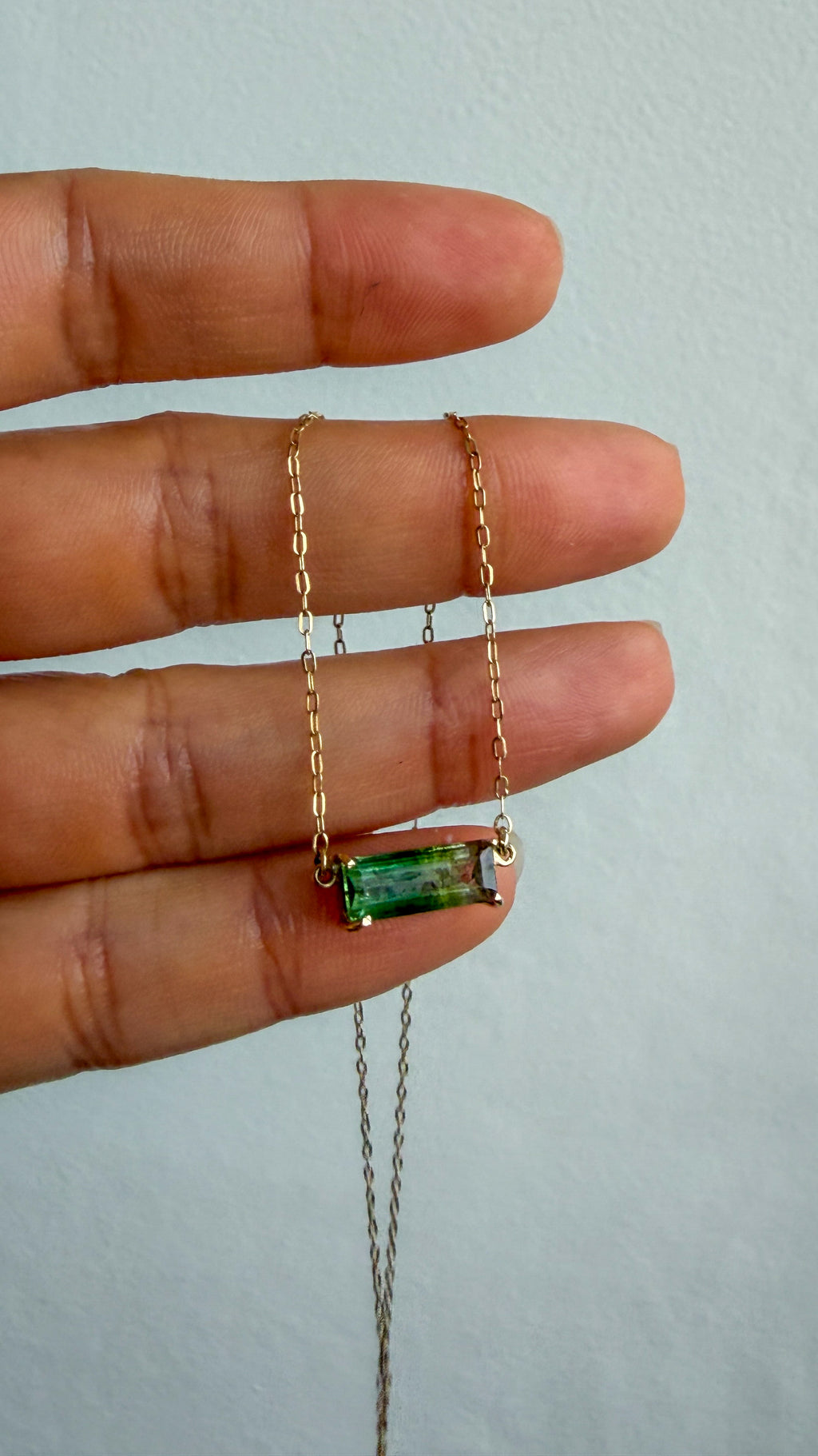 Colar Turmalina Bicolor | Ouro 18k