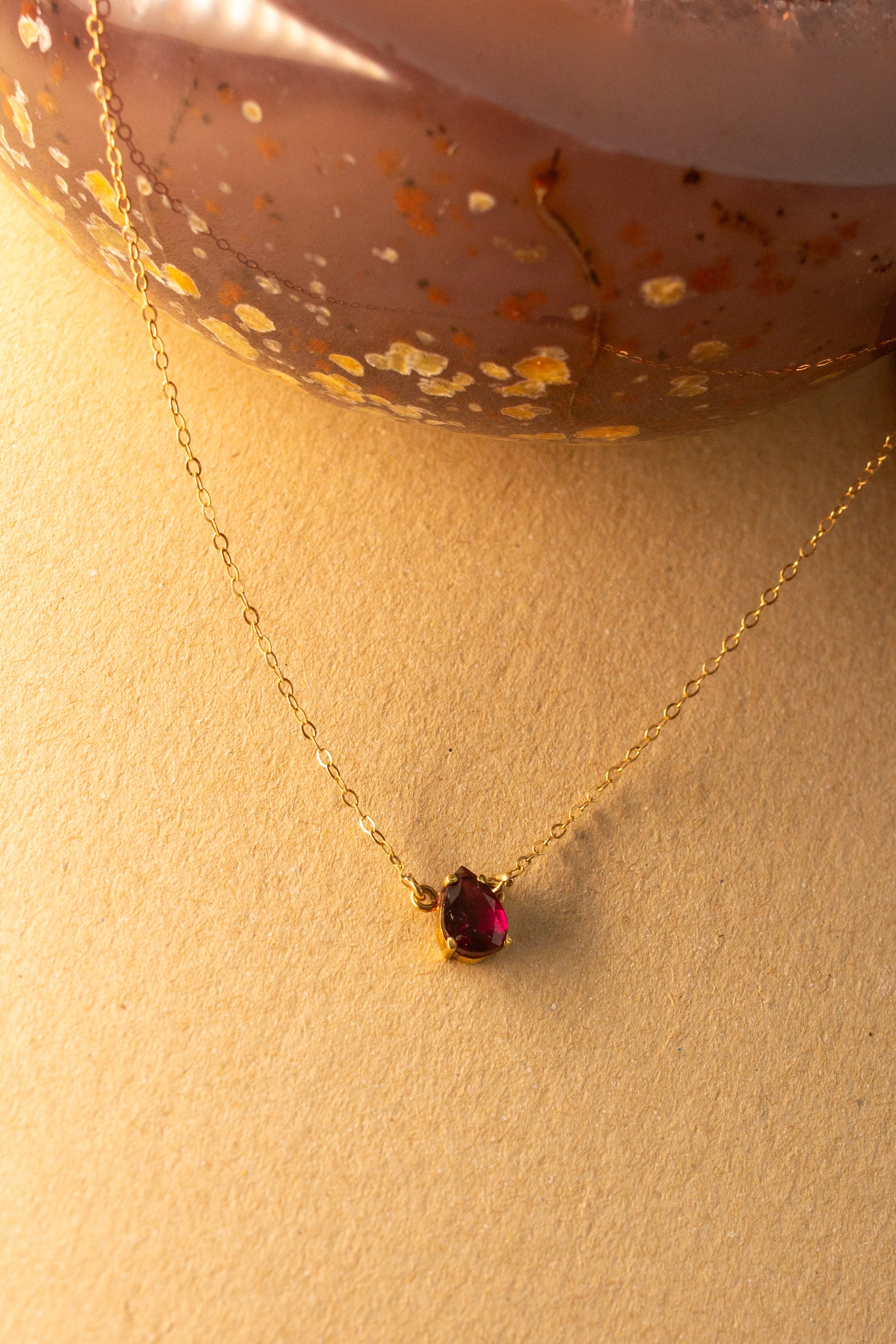 Colar Gota Rodolita | Ouro 18k