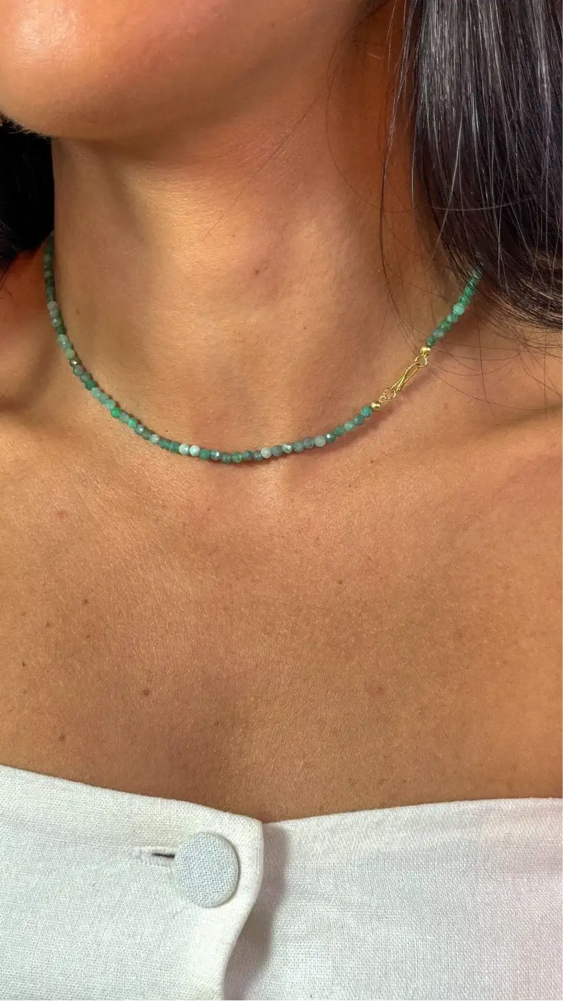 Colar em Esmeraldas Facetadas | Ouro 18k