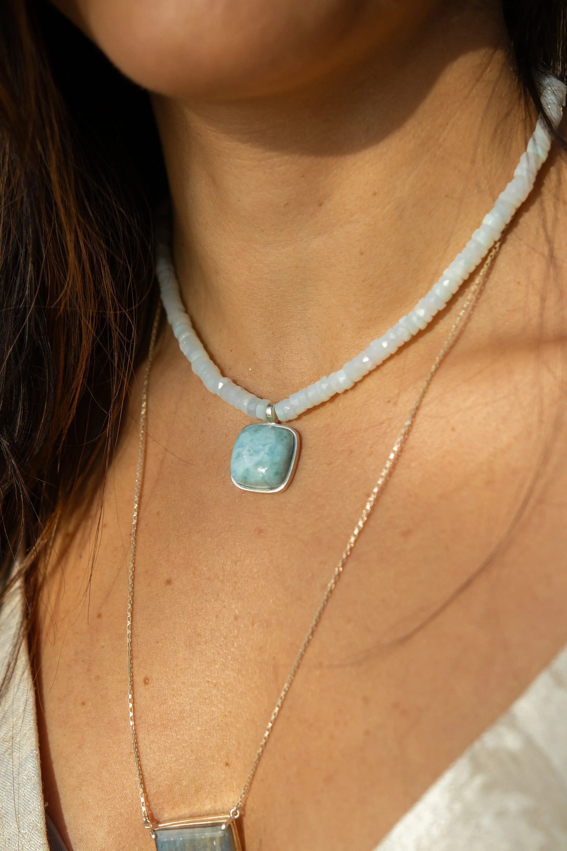 Colar Deusa do Mar| Larimar | Opala verde