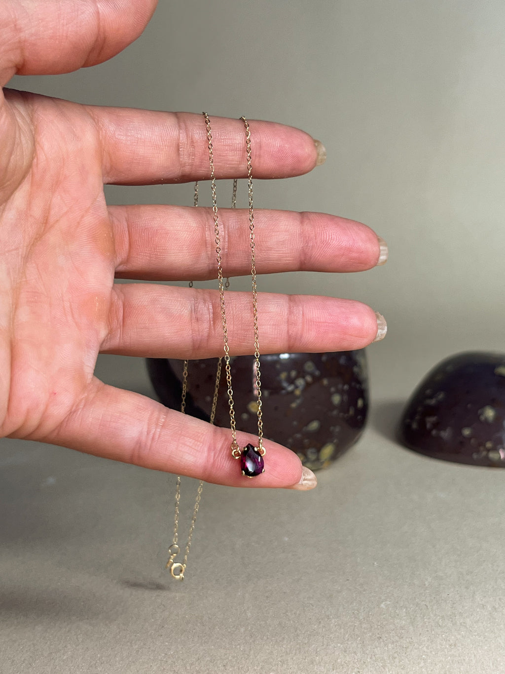 Colar Gota Rodolita | Ouro 18k