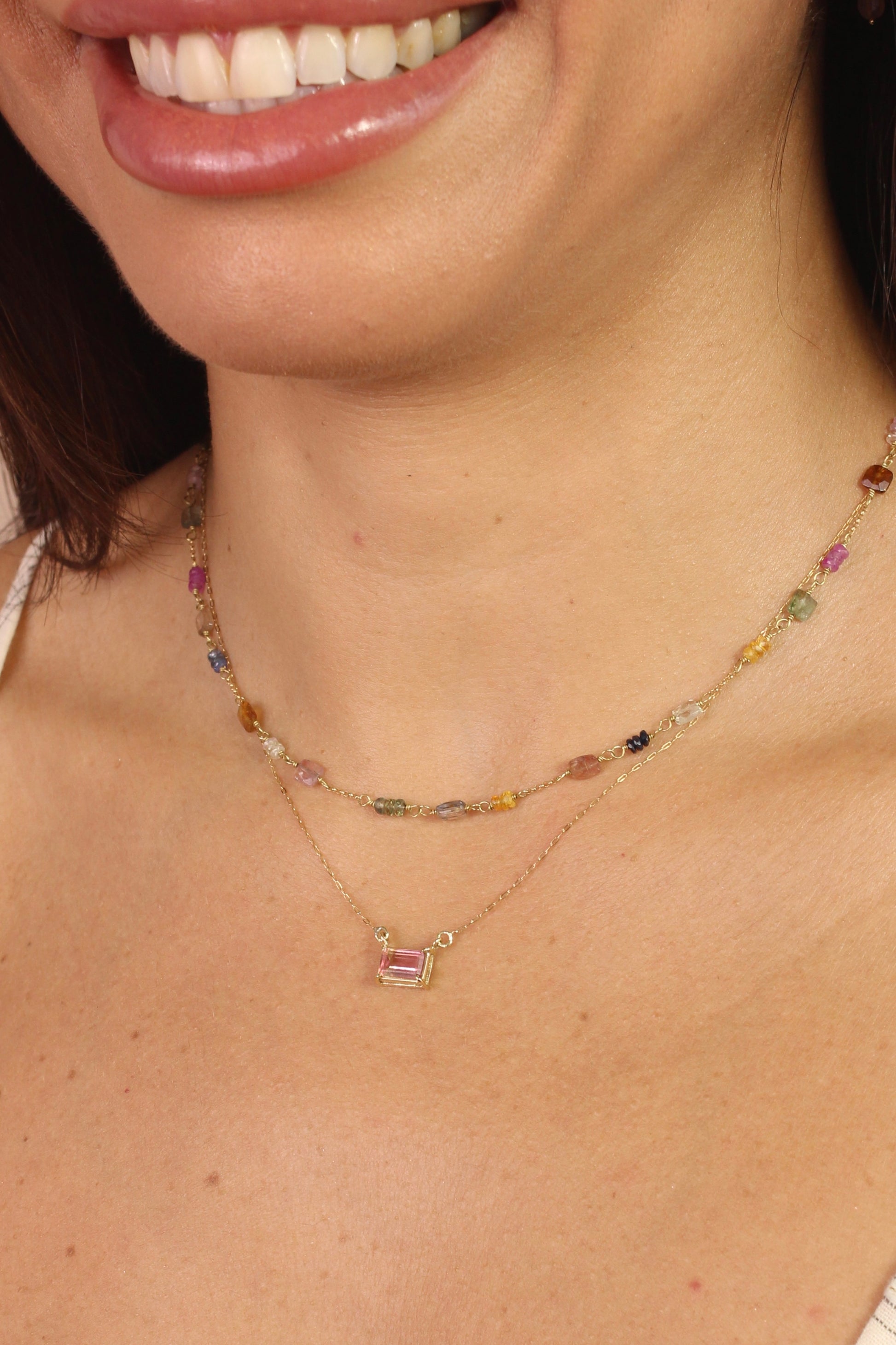 Colar Turmalina Bicolor | Ouro 18k