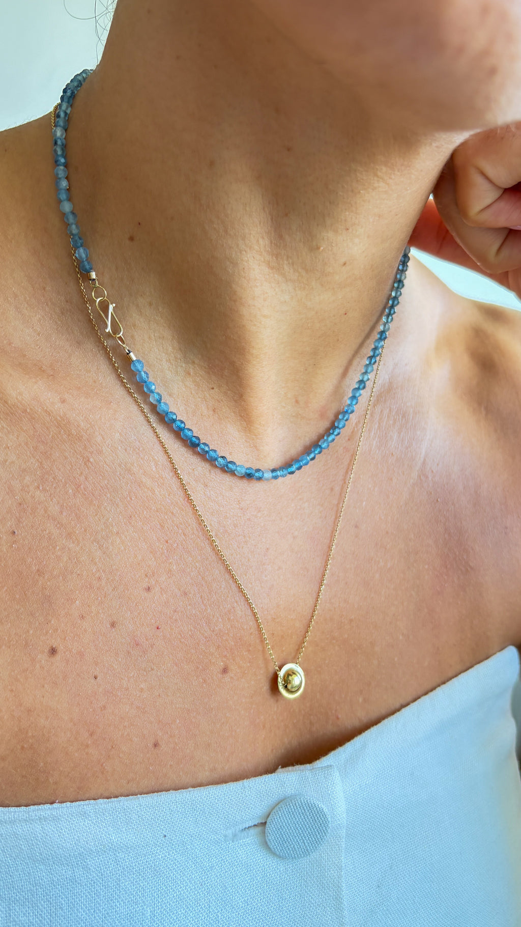 Colar Água Marinha | Fecho infinito | Ouro 18k