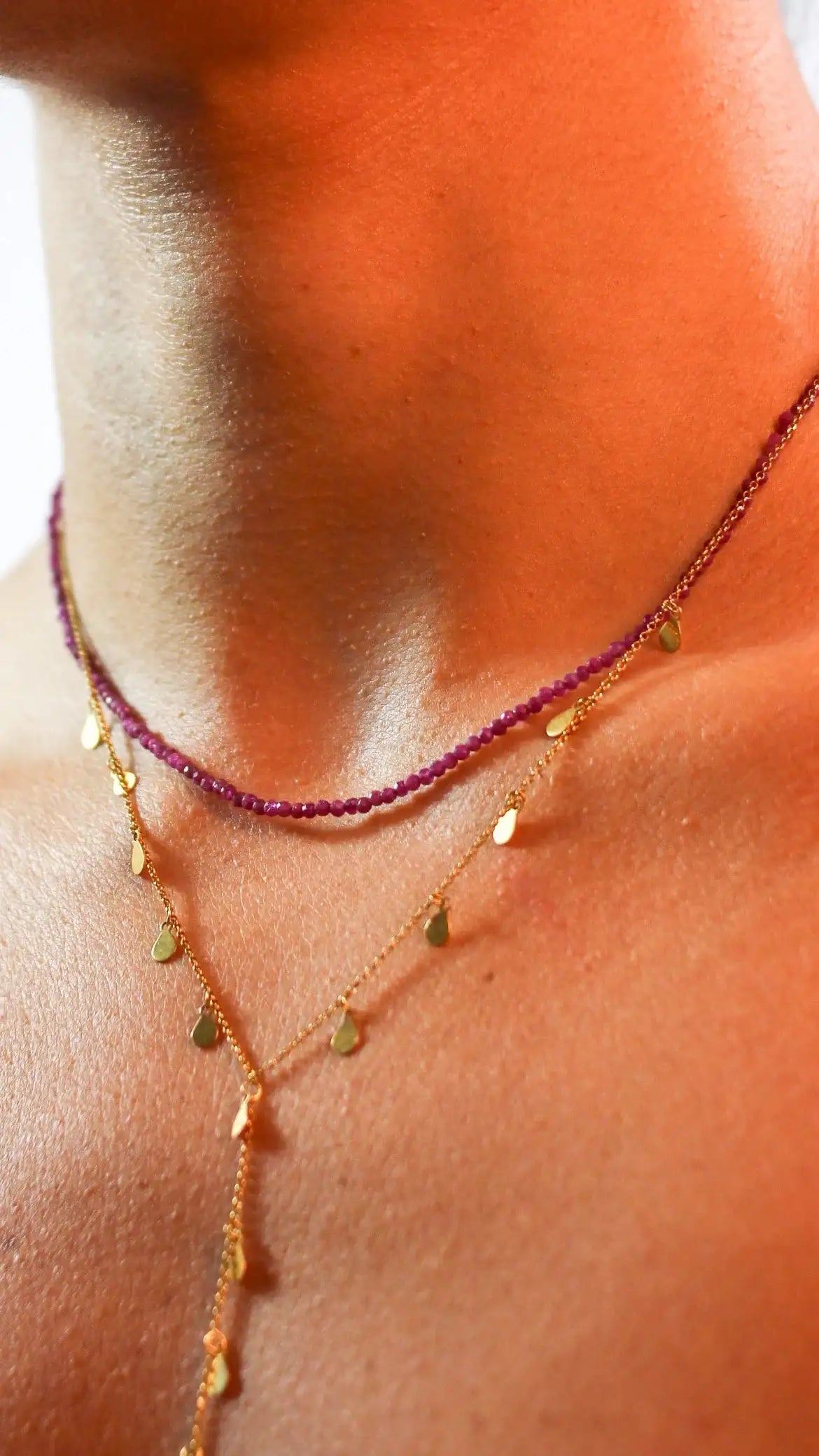 Colar em Ouro 18k Rubi 2mm