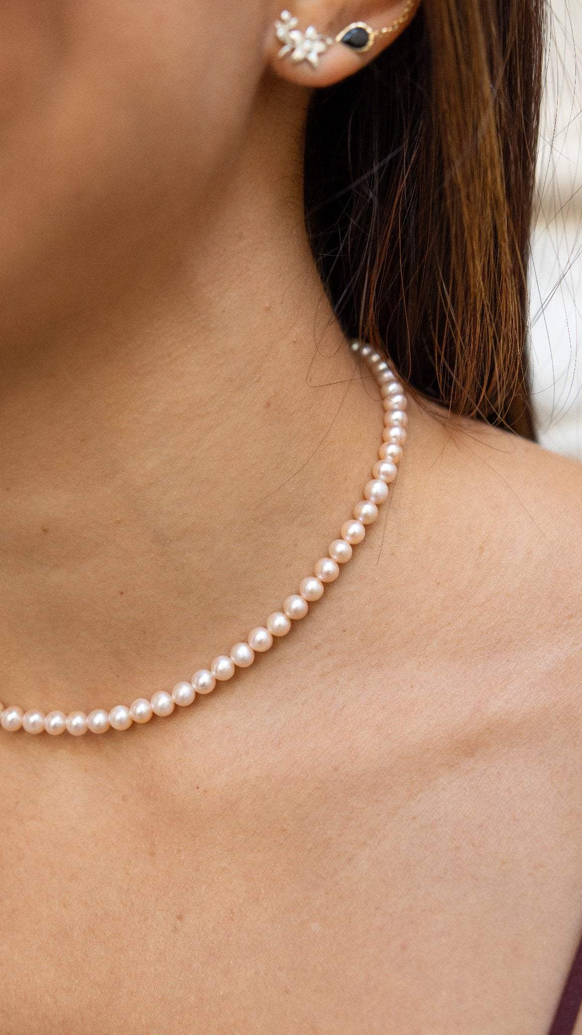 Colar Amélia Pérolas Rose | Linha Prata