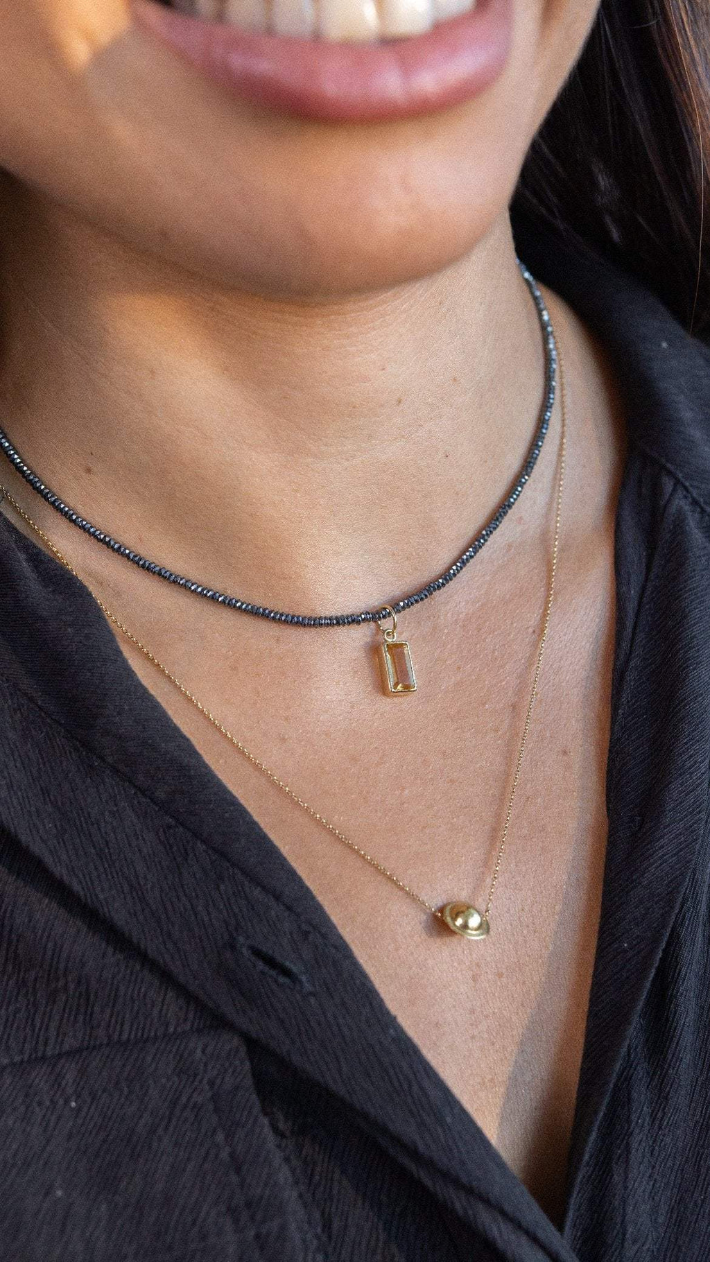 Colar Hematitas | Linha Ouro 18k