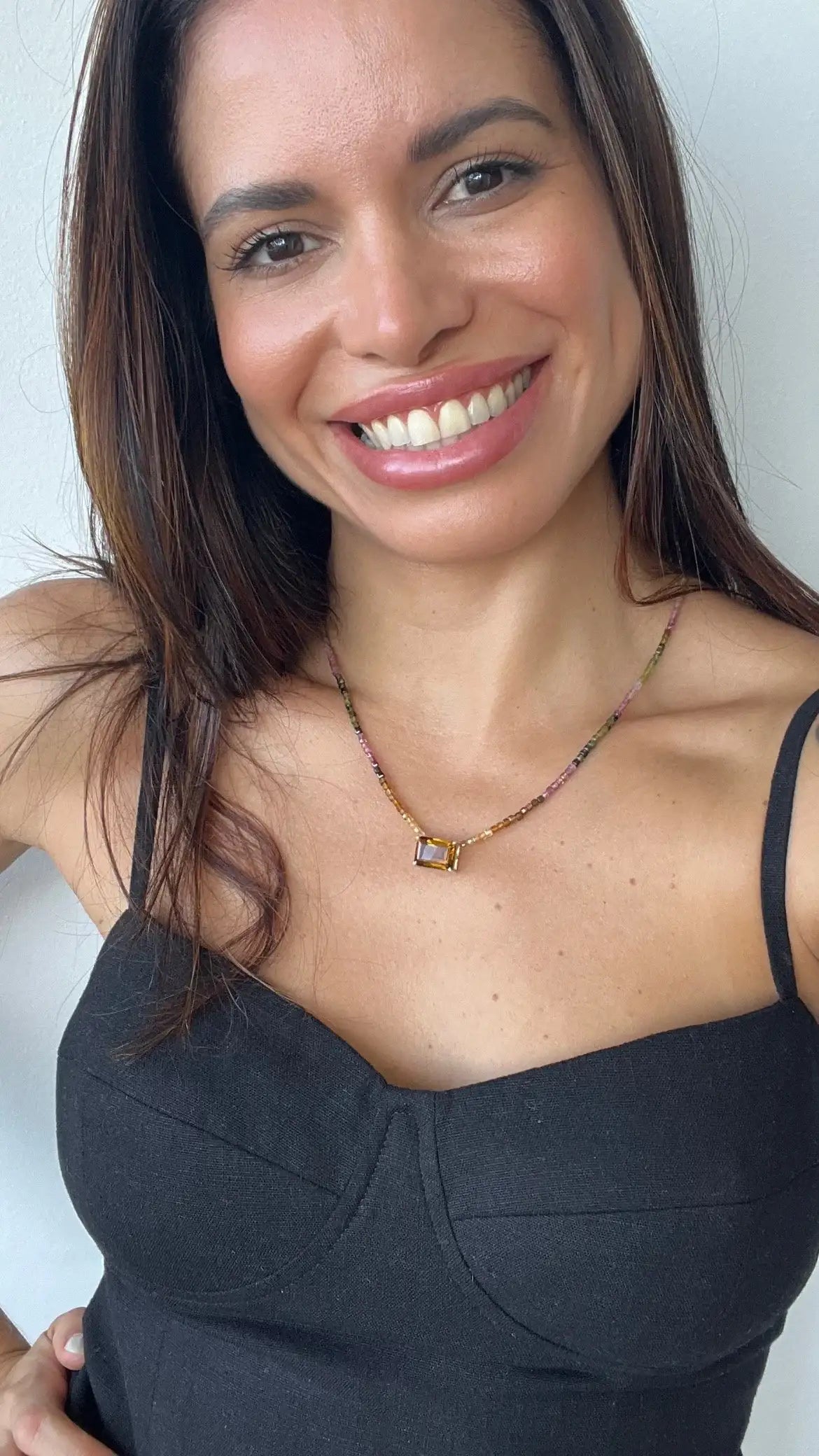 Colar Citrino & Turmalinas | linha Prata