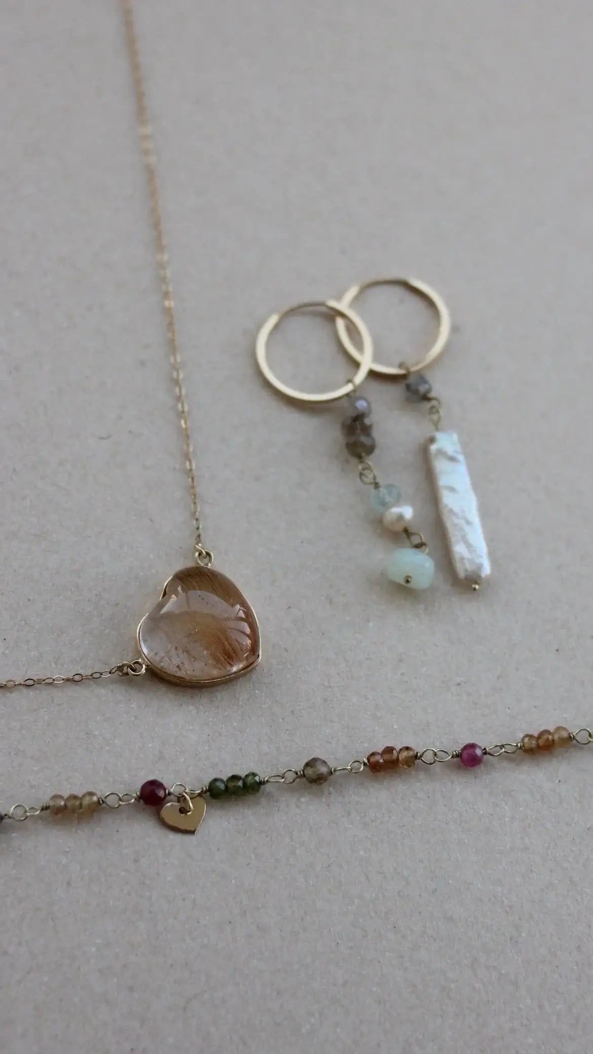 Colar coração | Quartzo Rutilado | ouro 18k