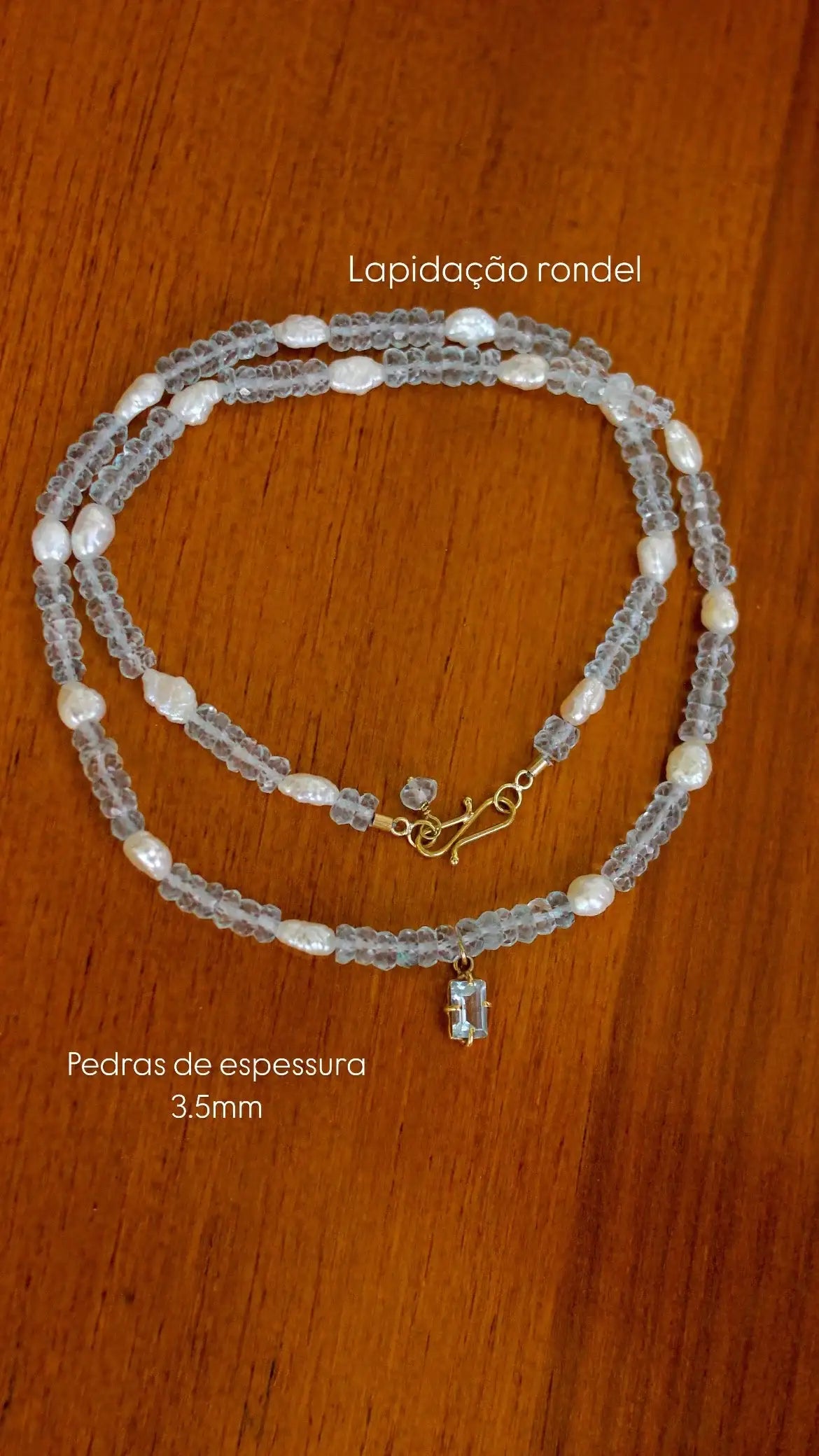 Colar Odoyá | Topázio Azul & pérolas | ouro 18k