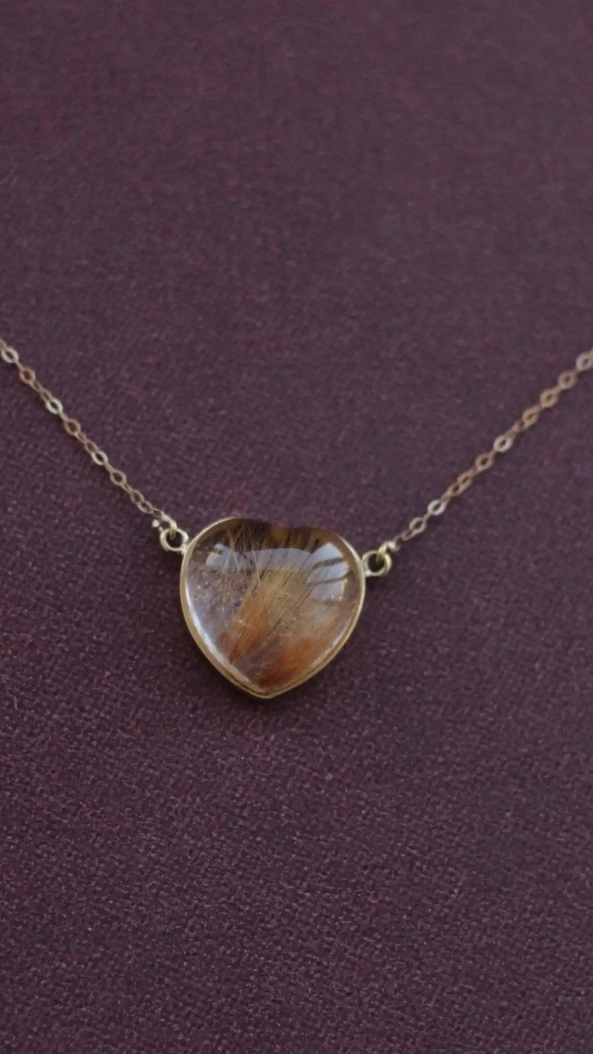 Colar coração | Quartzo Rutilado | ouro 18k