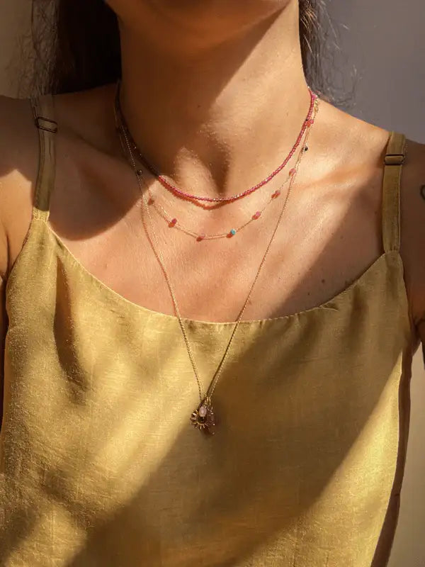 Colar Granada 2mm| Acabamento em Prata