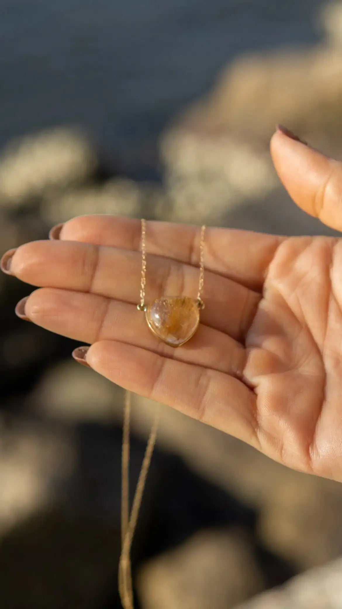 Colar coração | Quartzo Rutilado | ouro 18k