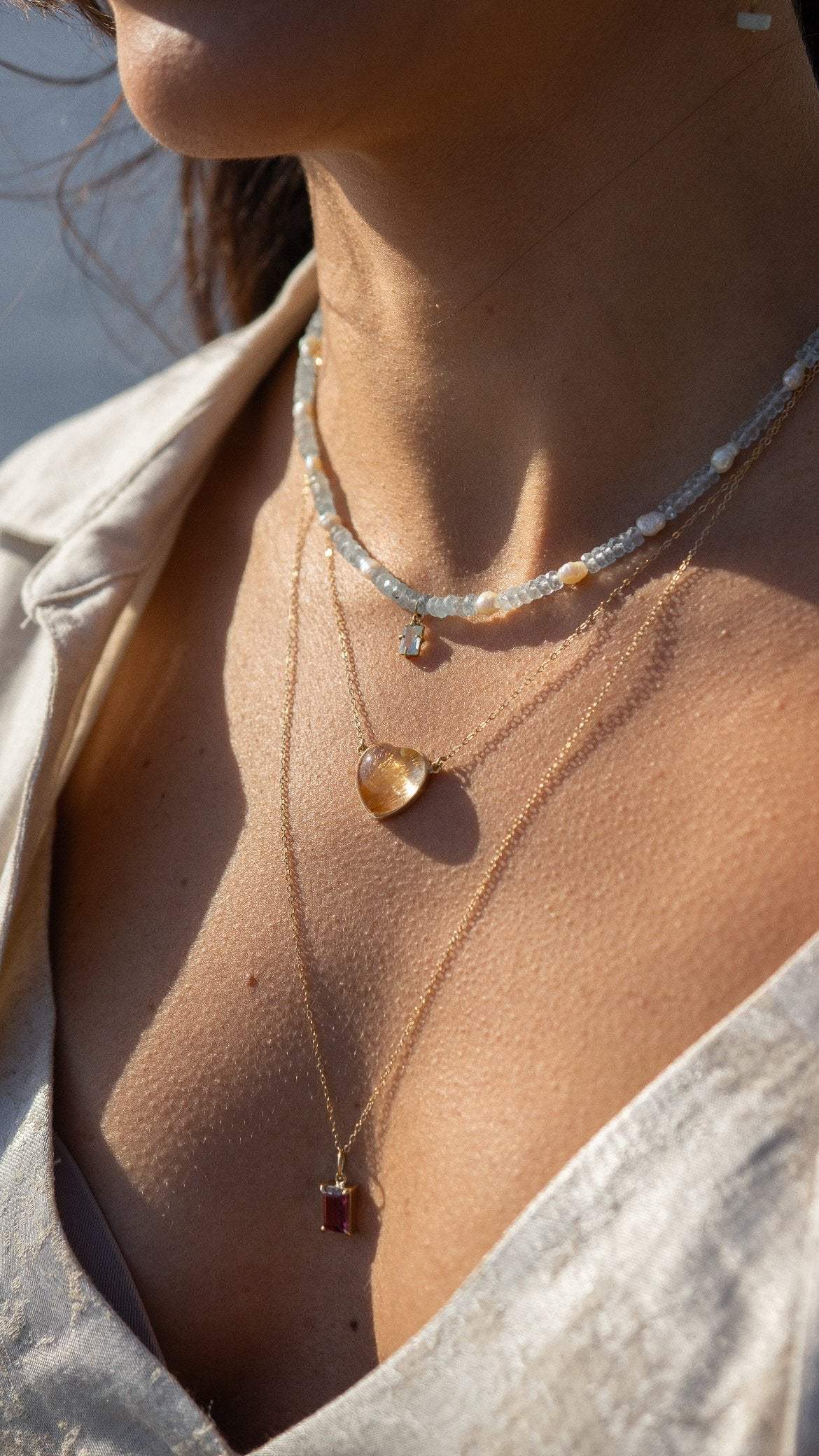 Colar coração | Quartzo Rutilado | ouro 18k