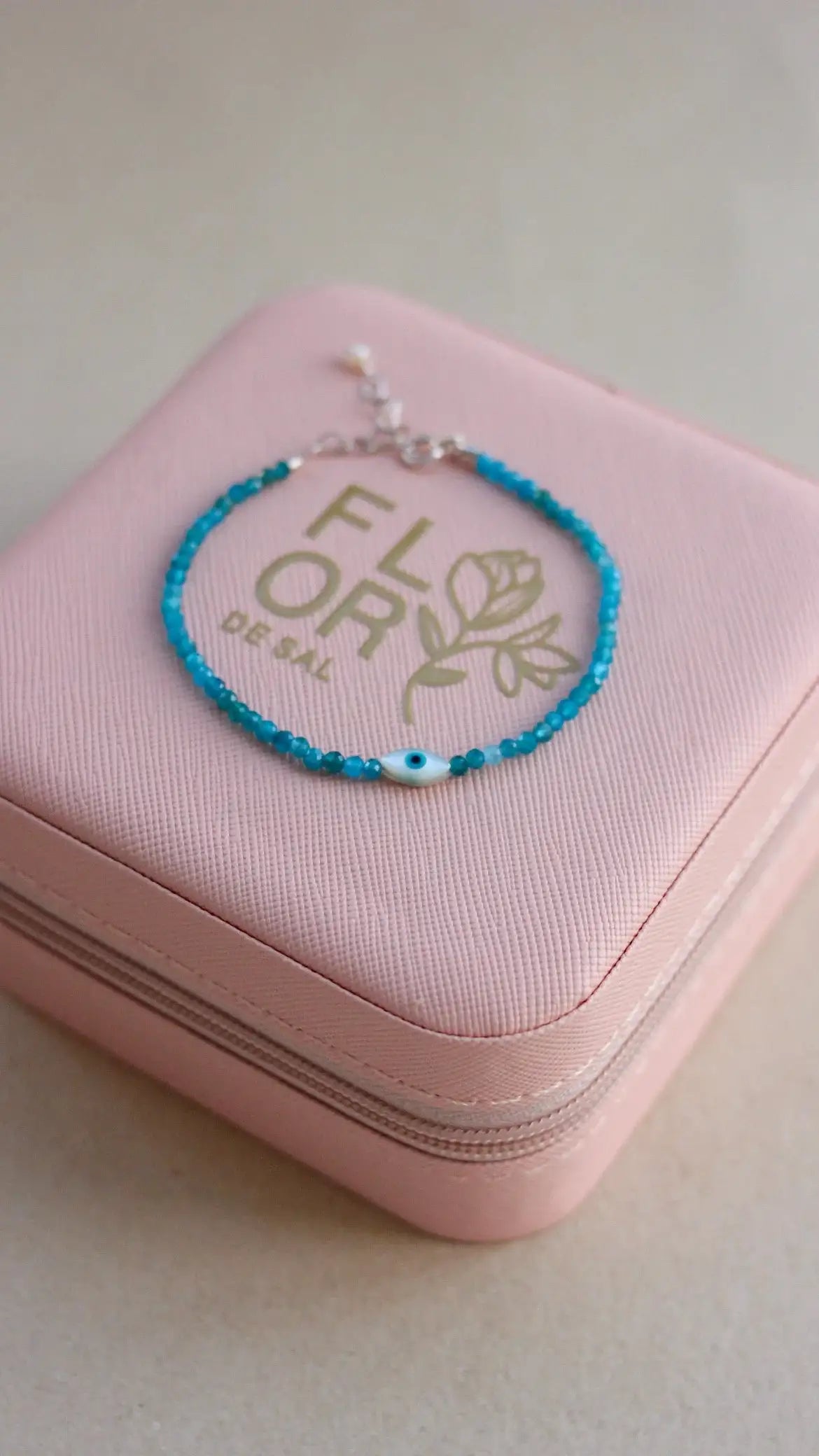 Pulseira Olho Grego em Apatita | Linha Prata