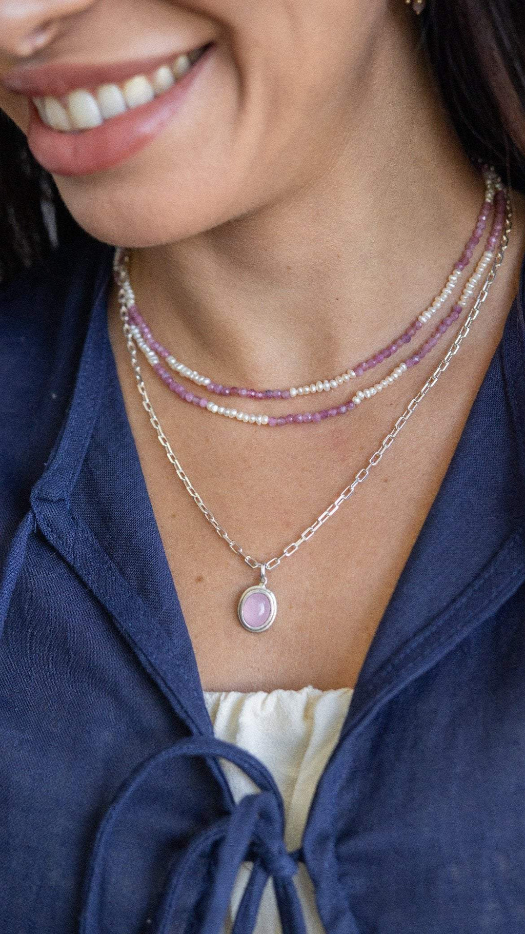 Pingente Quartzo Rosa | Linha Prata