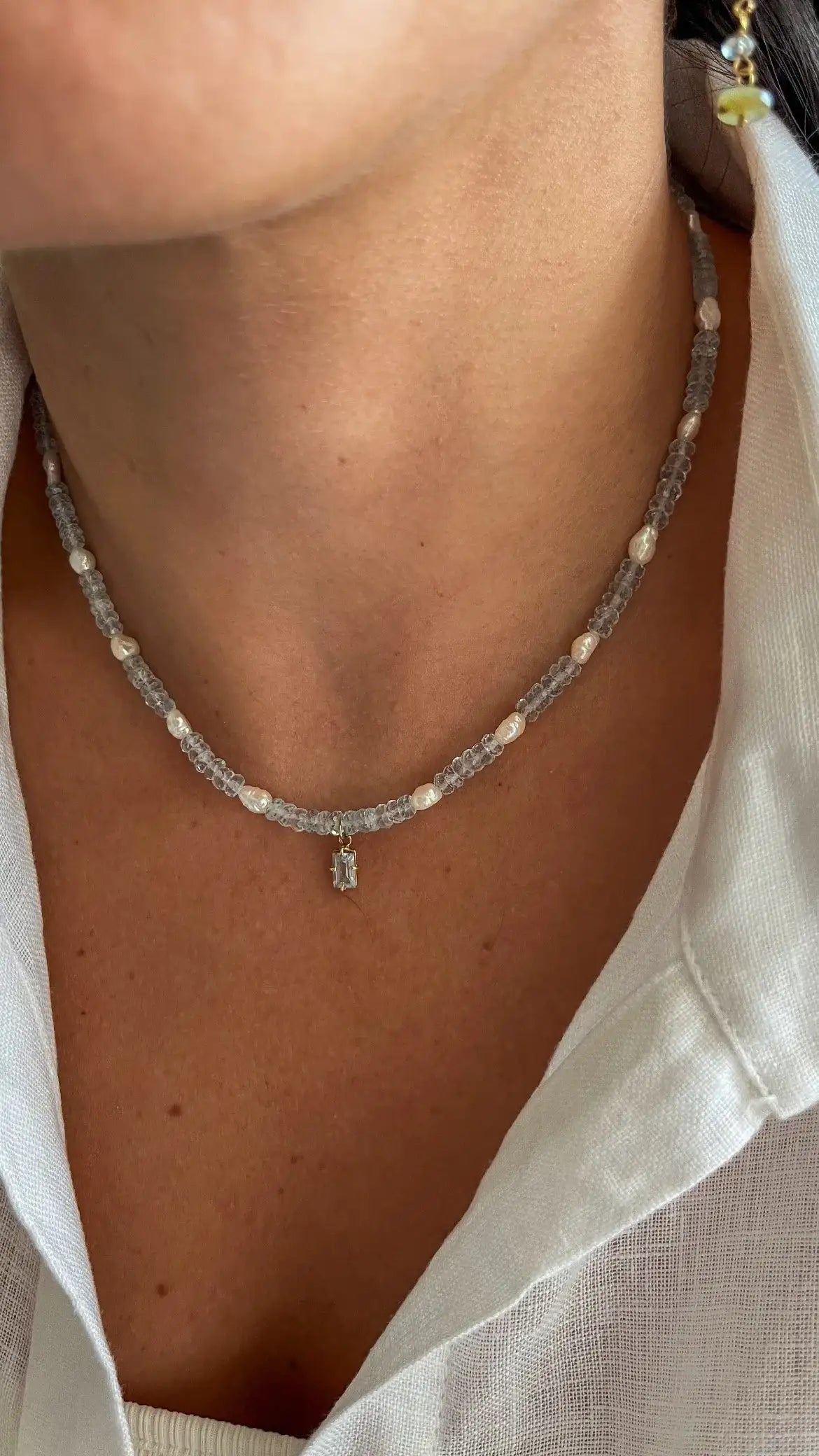 Colar Odoyá | Topázio Azul & pérolas | ouro 18k