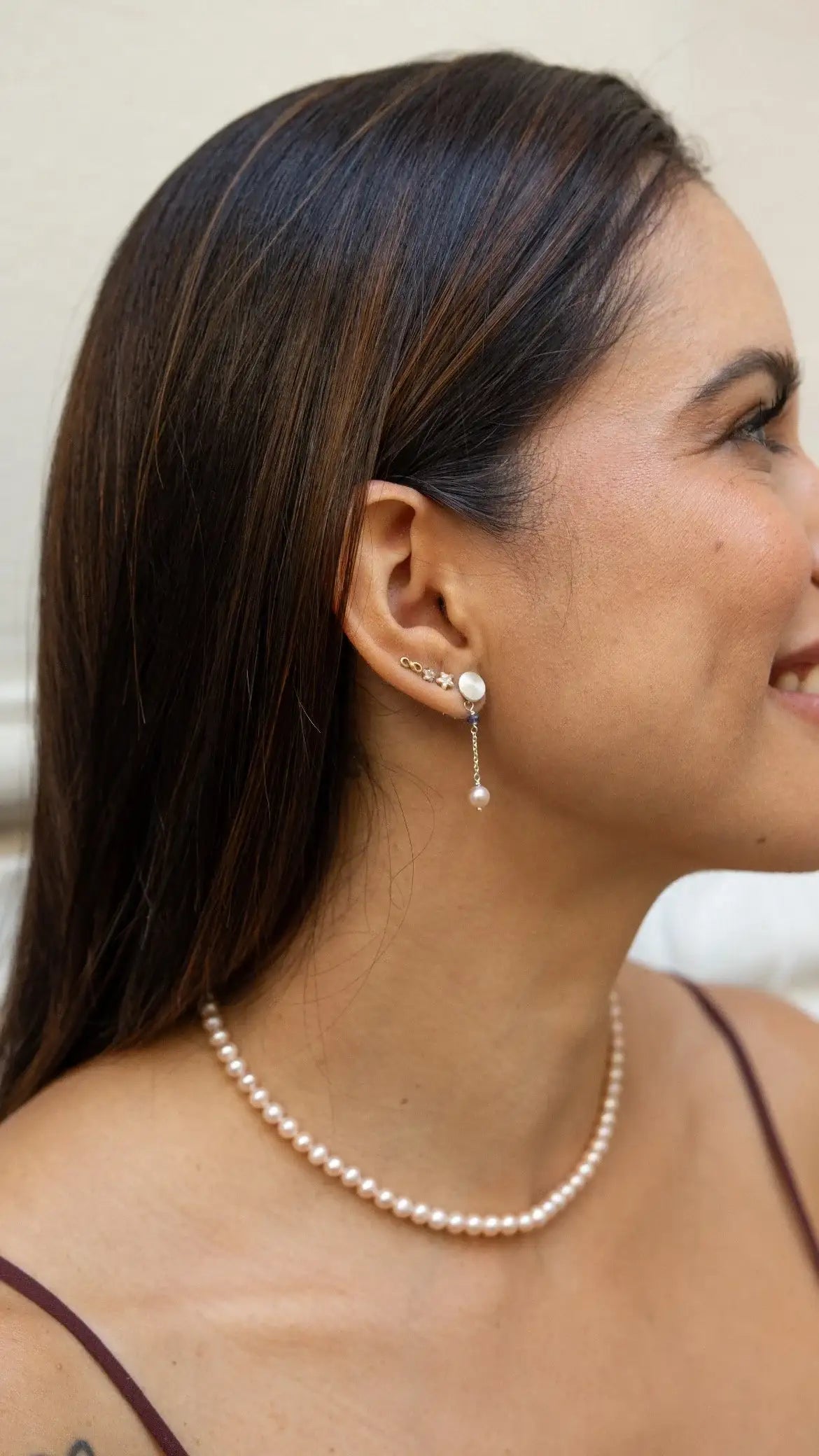 Colar Amélia Pérolas Rose | Linha Prata