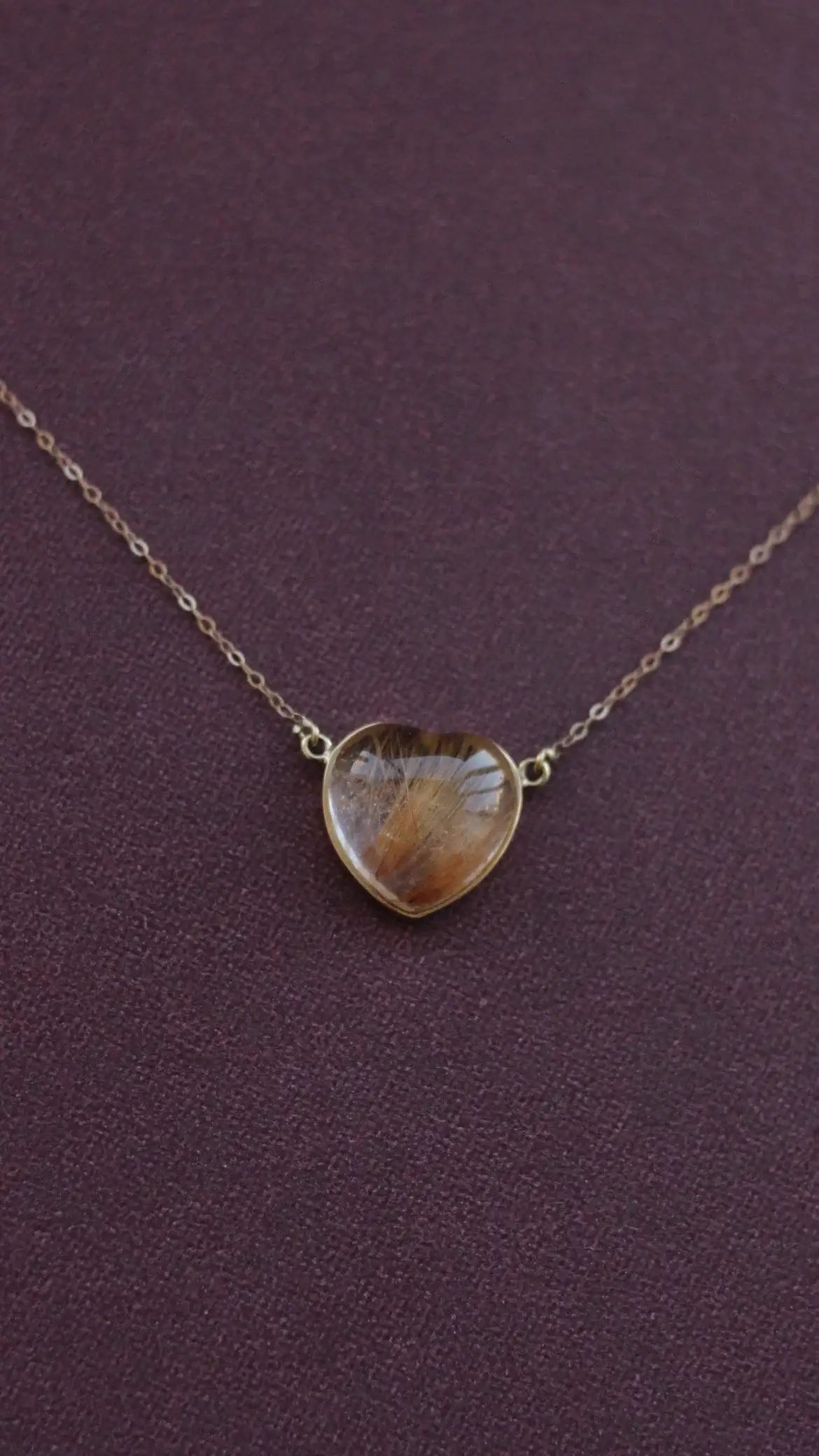 Colar coração | Quartzo Rutilado | ouro 18k