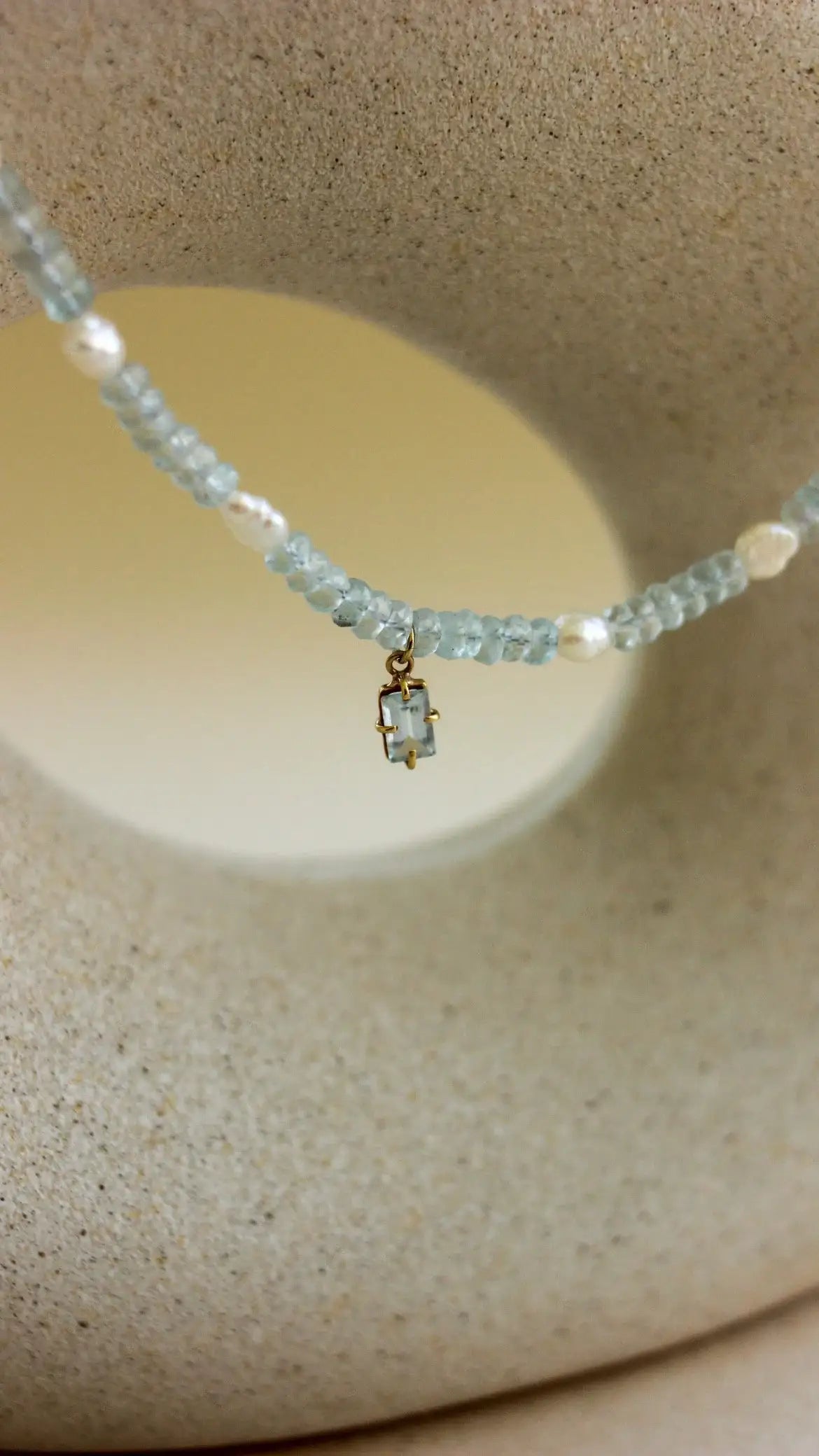 Colar Odoyá | Topázio Azul & pérolas | ouro 18k