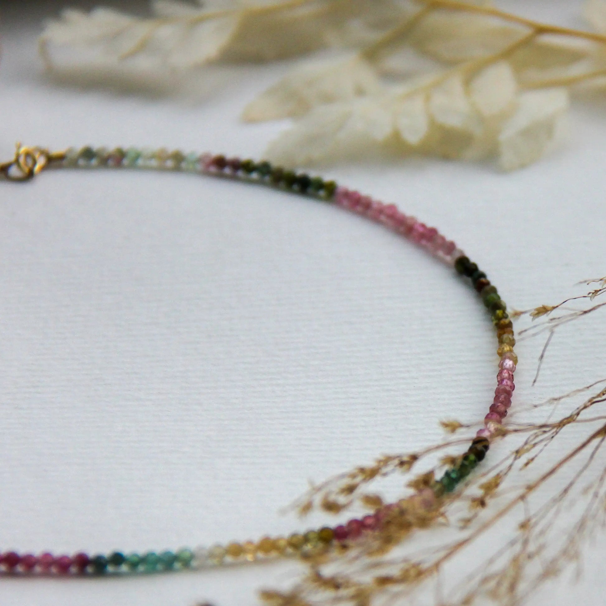 Colar Turmalina Melancia Delicado | ouro 18k