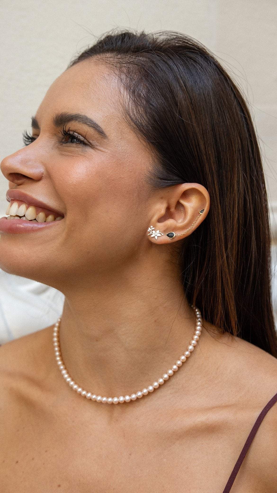Colar Amélia Pérolas Rose | Linha Prata