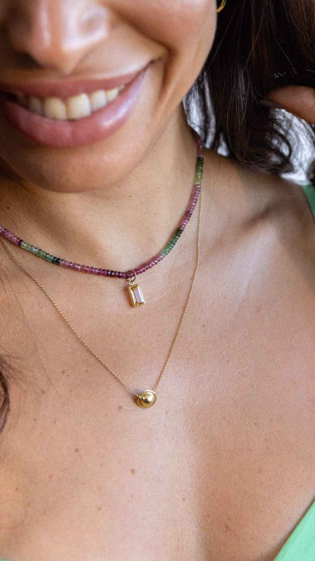 Colar Clarice | Turmalinas Melancia | ouro 18k