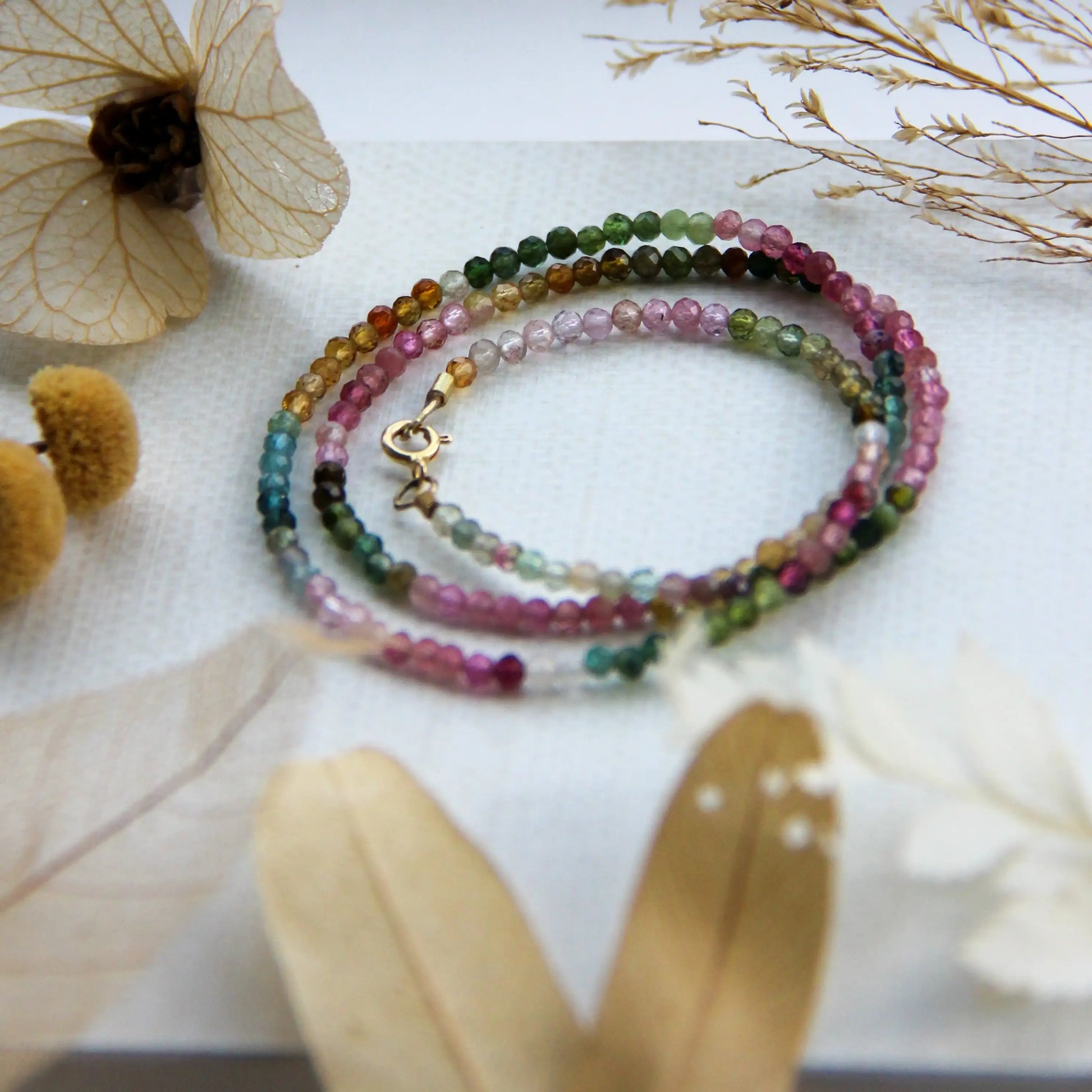 Colar Turmalina Melancia Delicado | ouro 18k